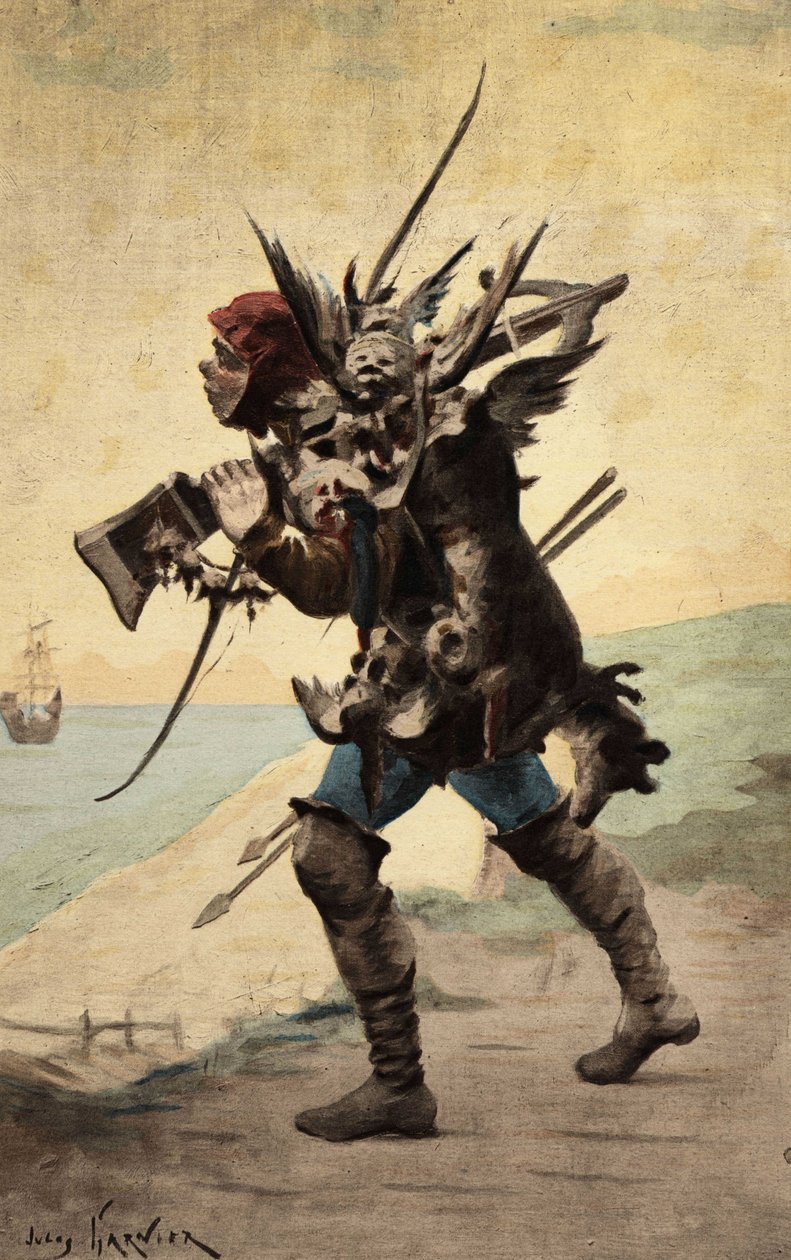 Carpalim trägt Fleisch auf seinem Rücken. Pantagruel. Illustration von Jules Garnier. In „Rabelais et l