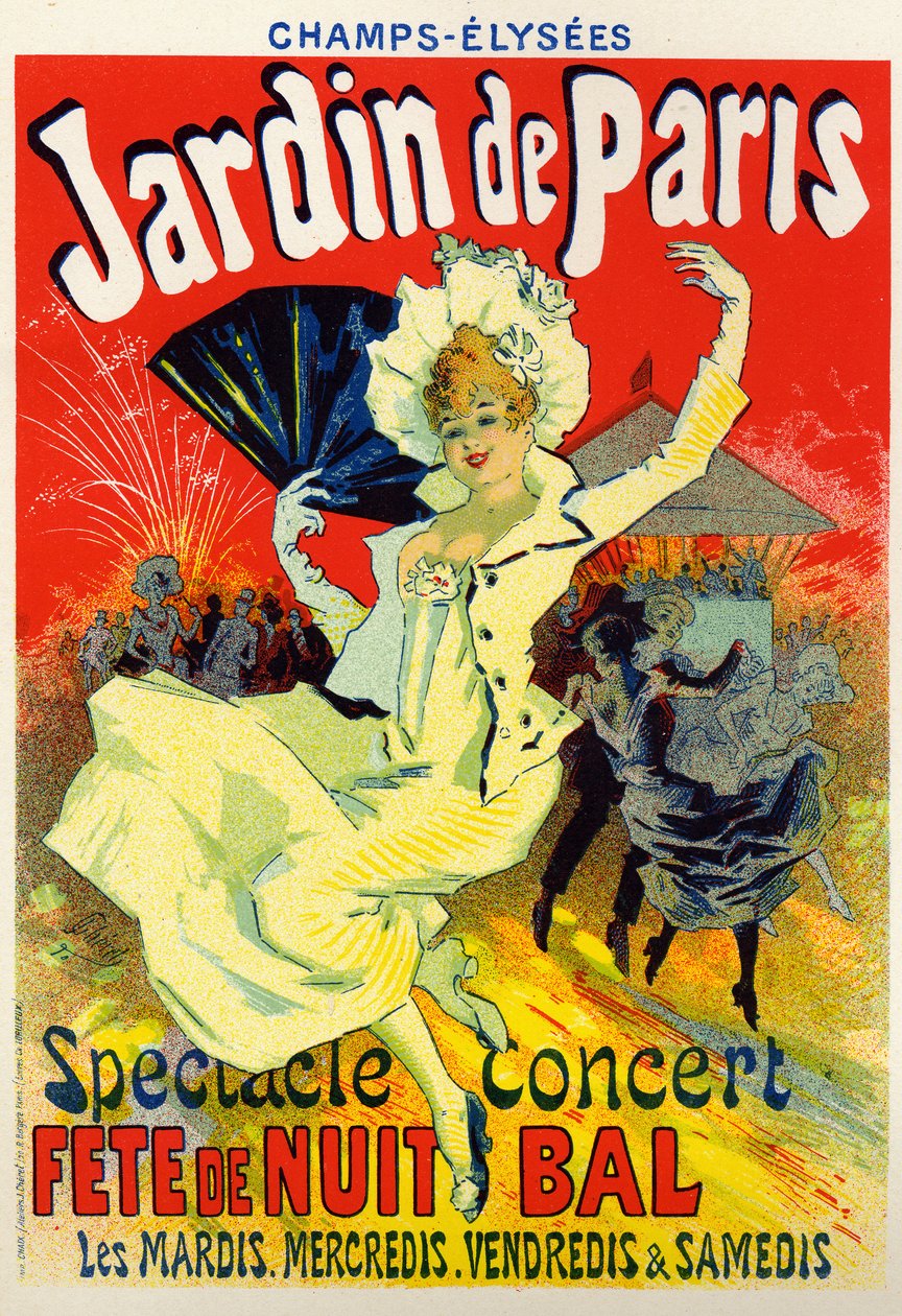 Kunst, Unterhaltung. Jardin de Paris, Ball auf den Champs Elysees, Paris. Plakat von Jules Cheret, Frankreich, ca. 1895 (Plakat) von Jules Cheret