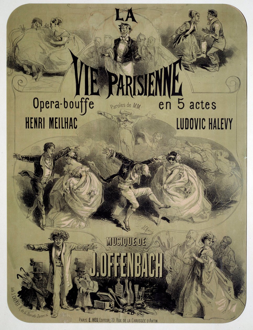 Plakat für die Oper „La vie parisienne“ von Jacques Offenbach (1819-1880) von Jules Cheret