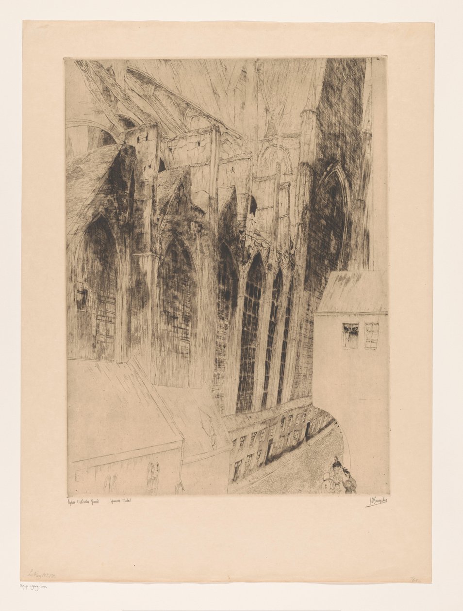 Blick auf die Seitenfassade der St.-Nikolaus-Kirche in Gent von Jules De Bruycker (signed by artist)