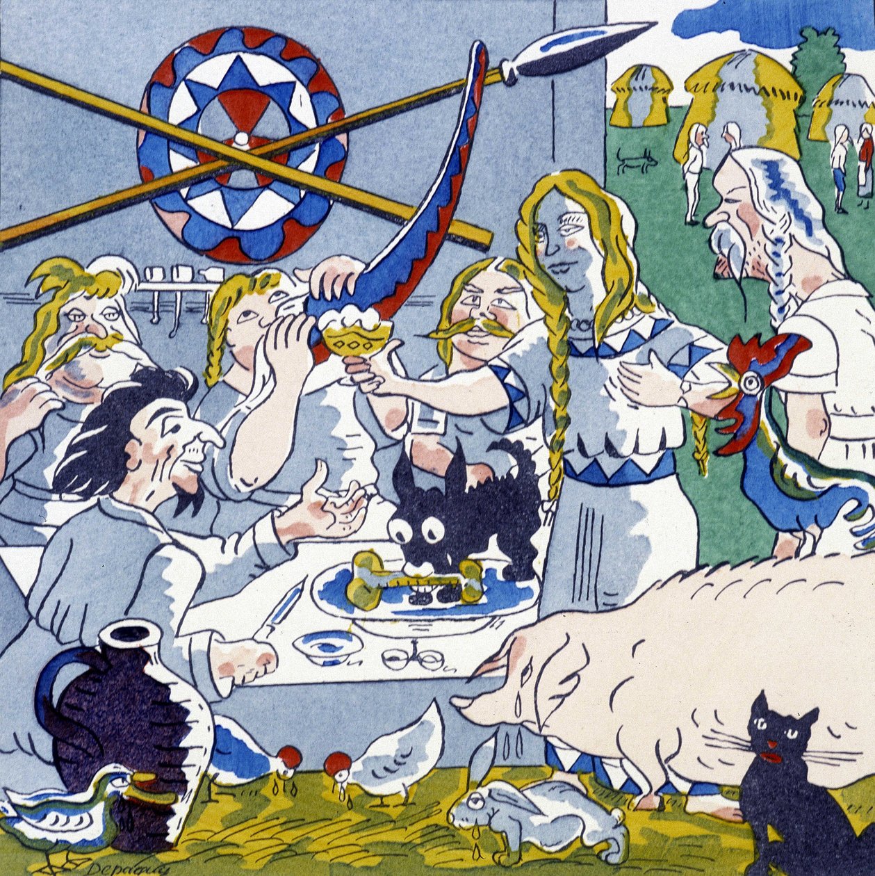 Festmahl (Gallisches Bankett), in La Gaule et les Gauls, Geschichte Frankreichs von Jules Depaquit von Jules Depaquit