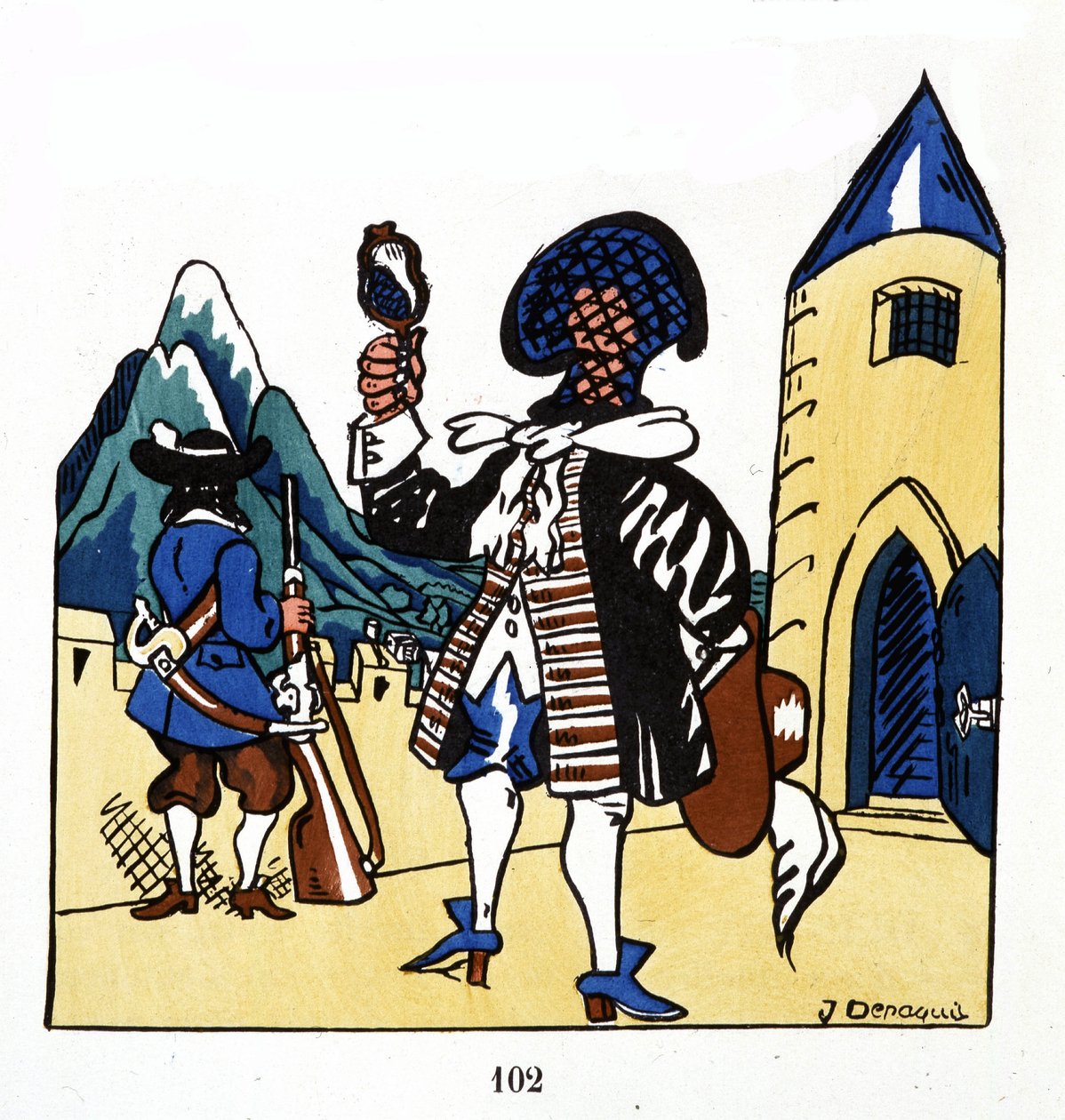 Der Mann mit der eisernen Maske - in „Geschichte Frankreichs“ ill. von Jules Depaquit, ed. Jonquières, Paris von Jules Depaquit