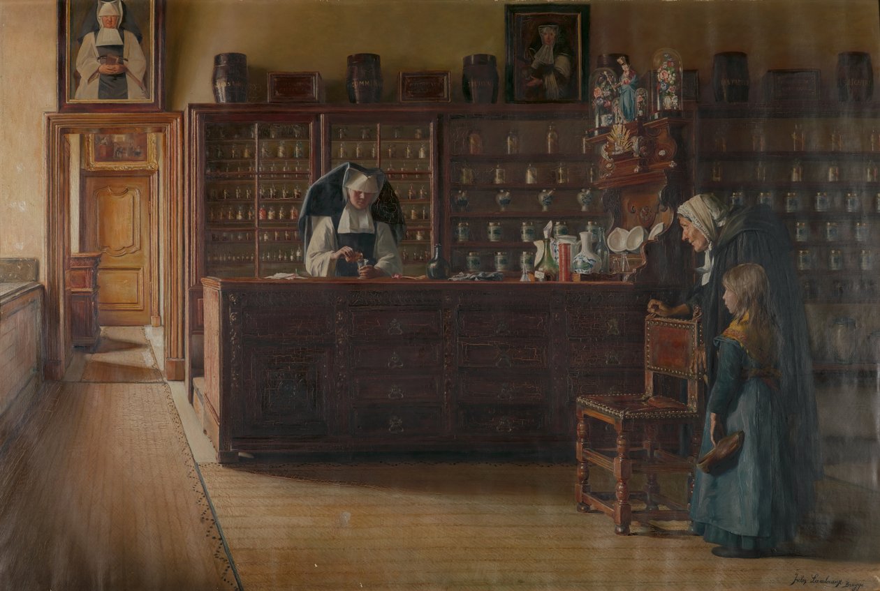 Die Apotheke im Sint-Janshospitaal in Brügge von Jules Lambeaux