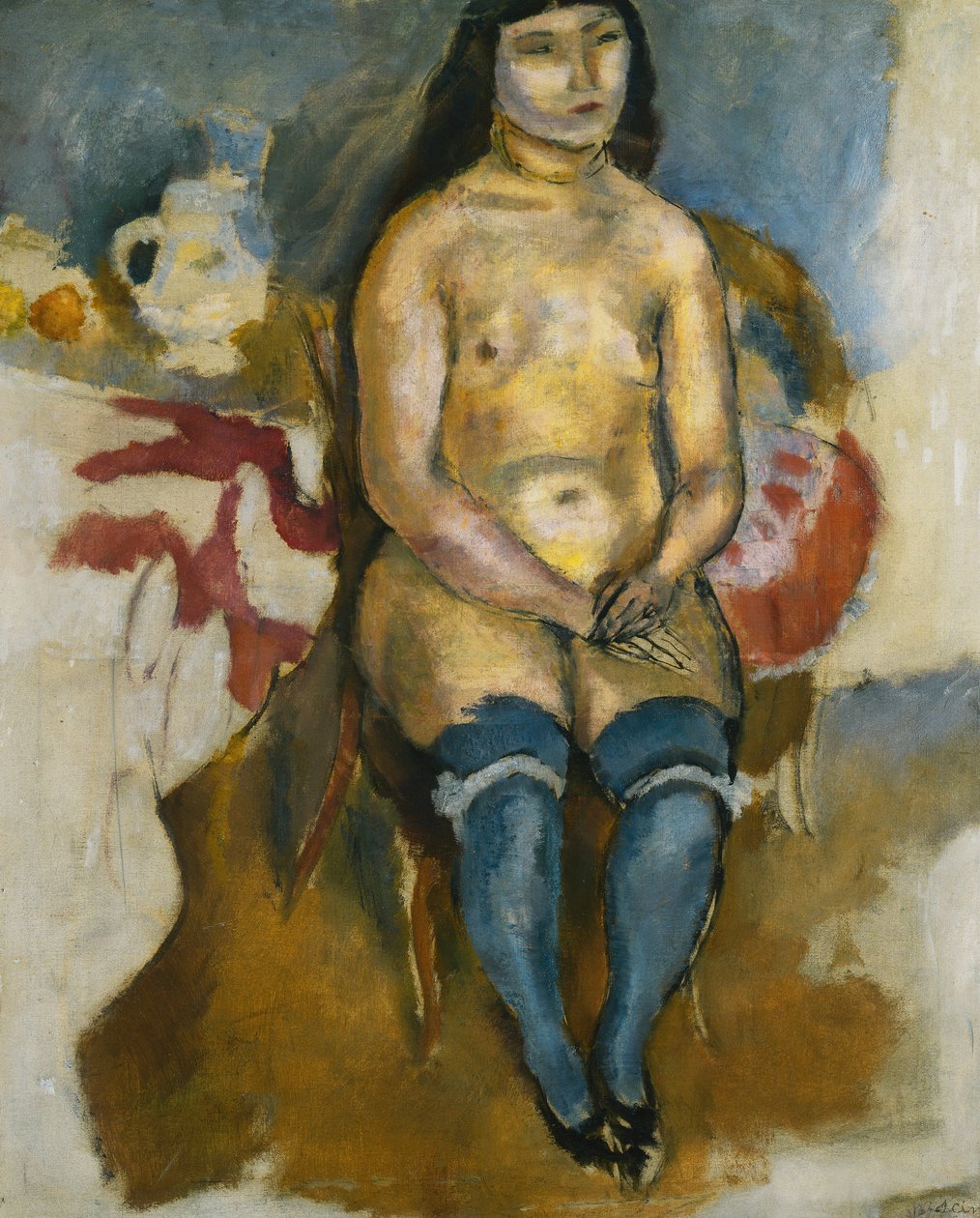 Asiat in blauen Strümpfen; Asiatique aux Bas Bleus, 1922 von Jules Pascin
