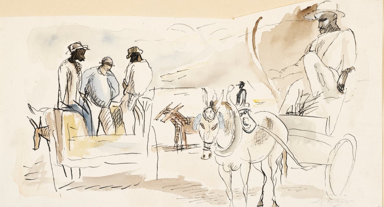 Sklaven und zwei Karren von Jules Pascin
