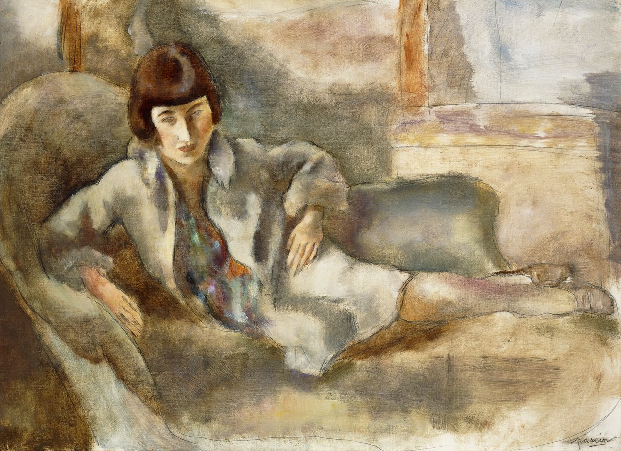 Frau auf einer Couch; La Dame au Canape, ca. 1927 von Jules Pascin
