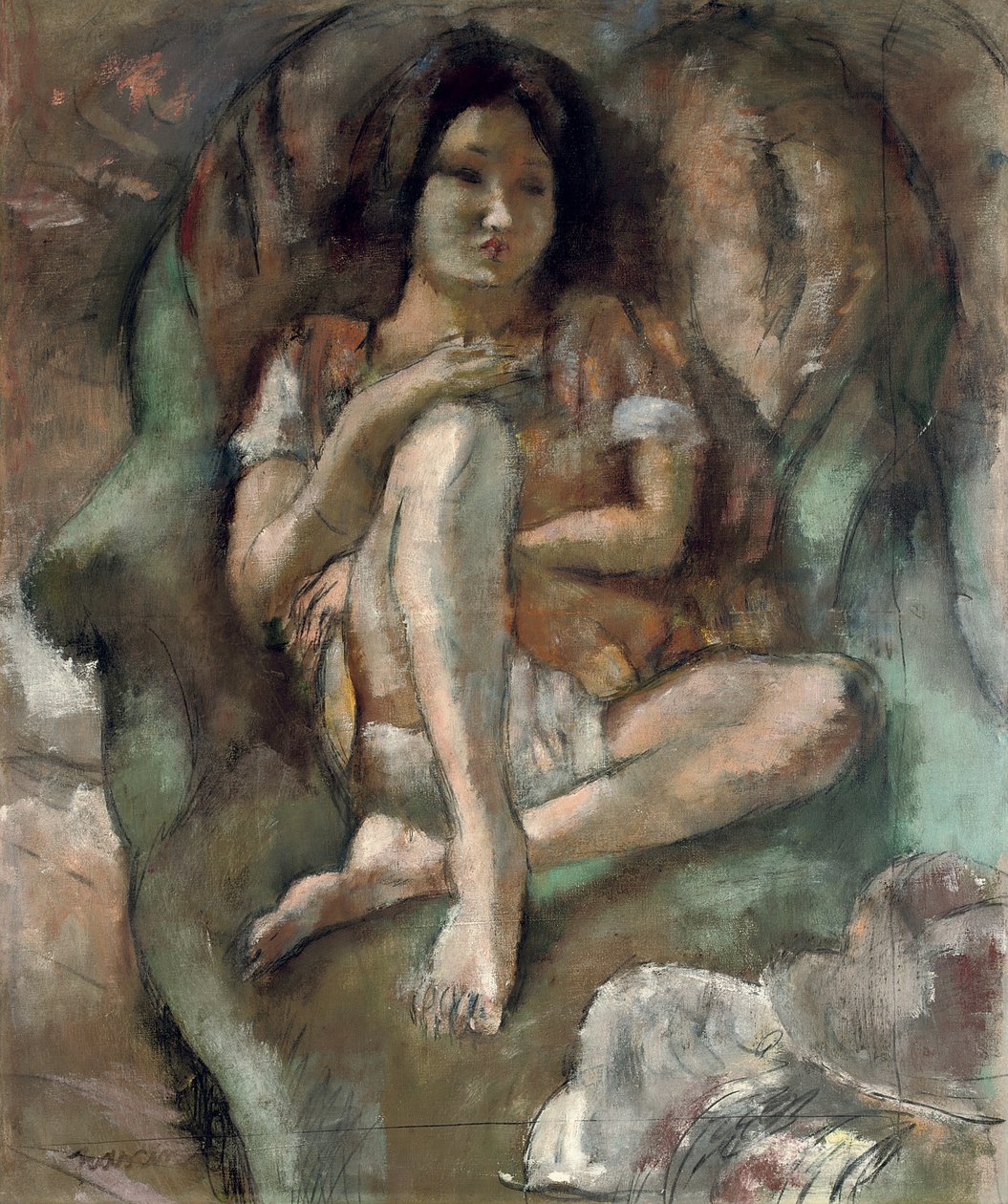 Junges Mädchen im Sessel von Jules Pascin