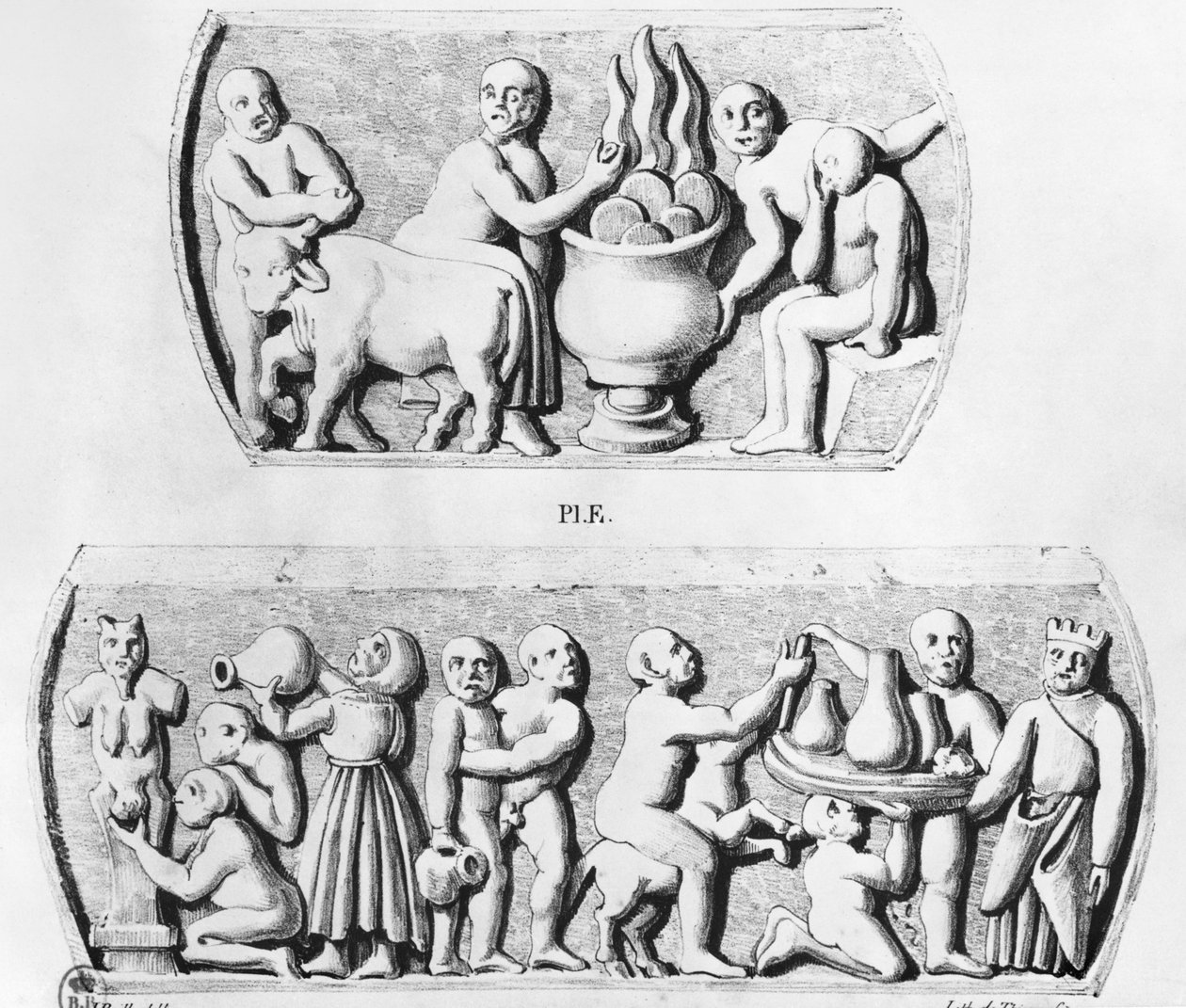 Gnostische Eucharistie, Kopie eines gnostischen Kästchens, graviert von Thierry frères (19. Jahrhundert) von Julien Leopold Boilly