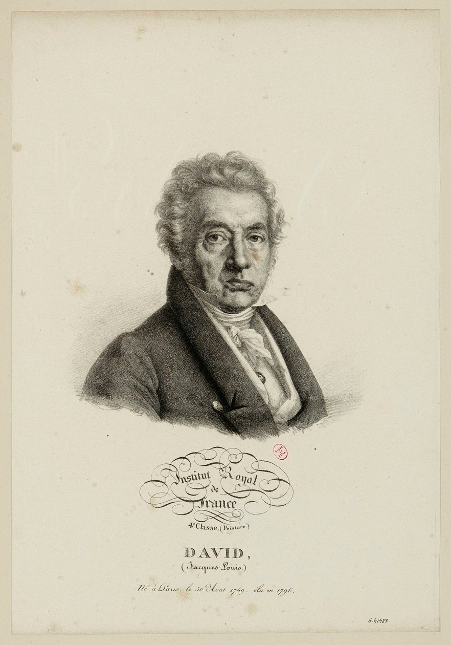 Institut royal de France 4e classe. (Peinture.) David, (Jacques-Louis.) Né à Paris, le 30 août 1749, élu en 1796. von Julien Leopold Boilly