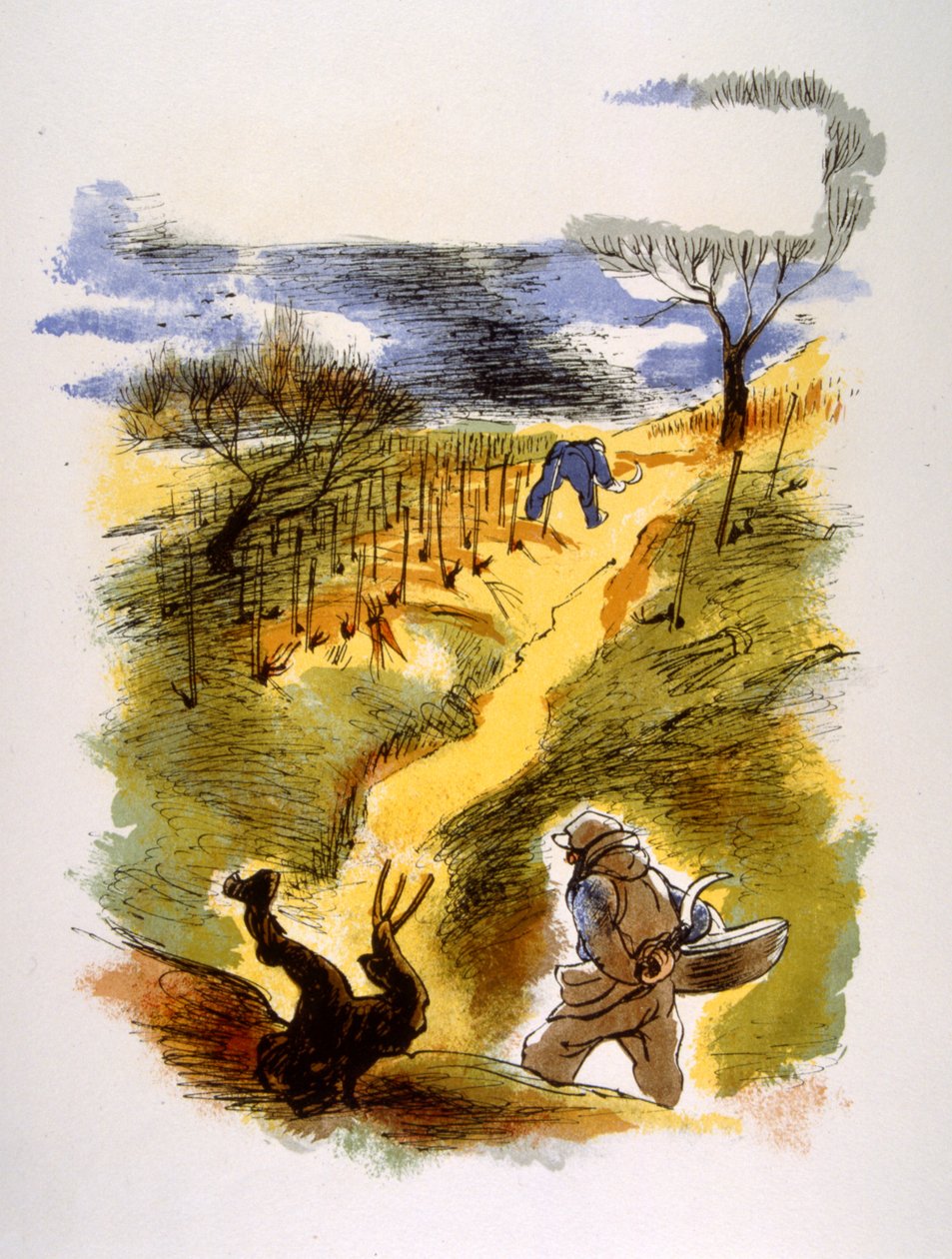 Humorvolle Weinillustration 1946 von Julien Pavil