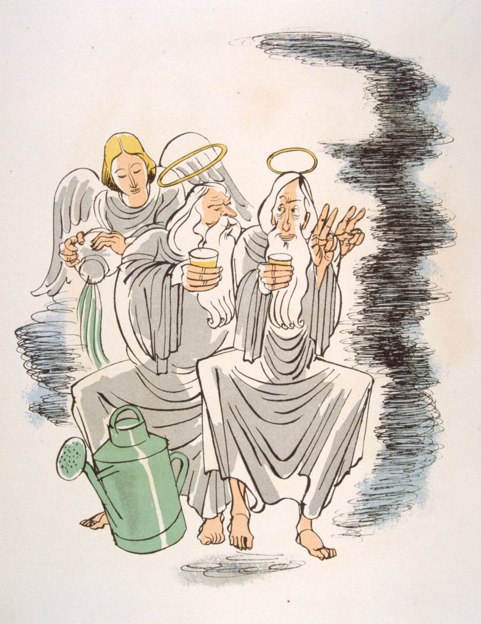 Humorvolle Weinillustration 1946. Illustration von Julien Pavil von Julien Pavil