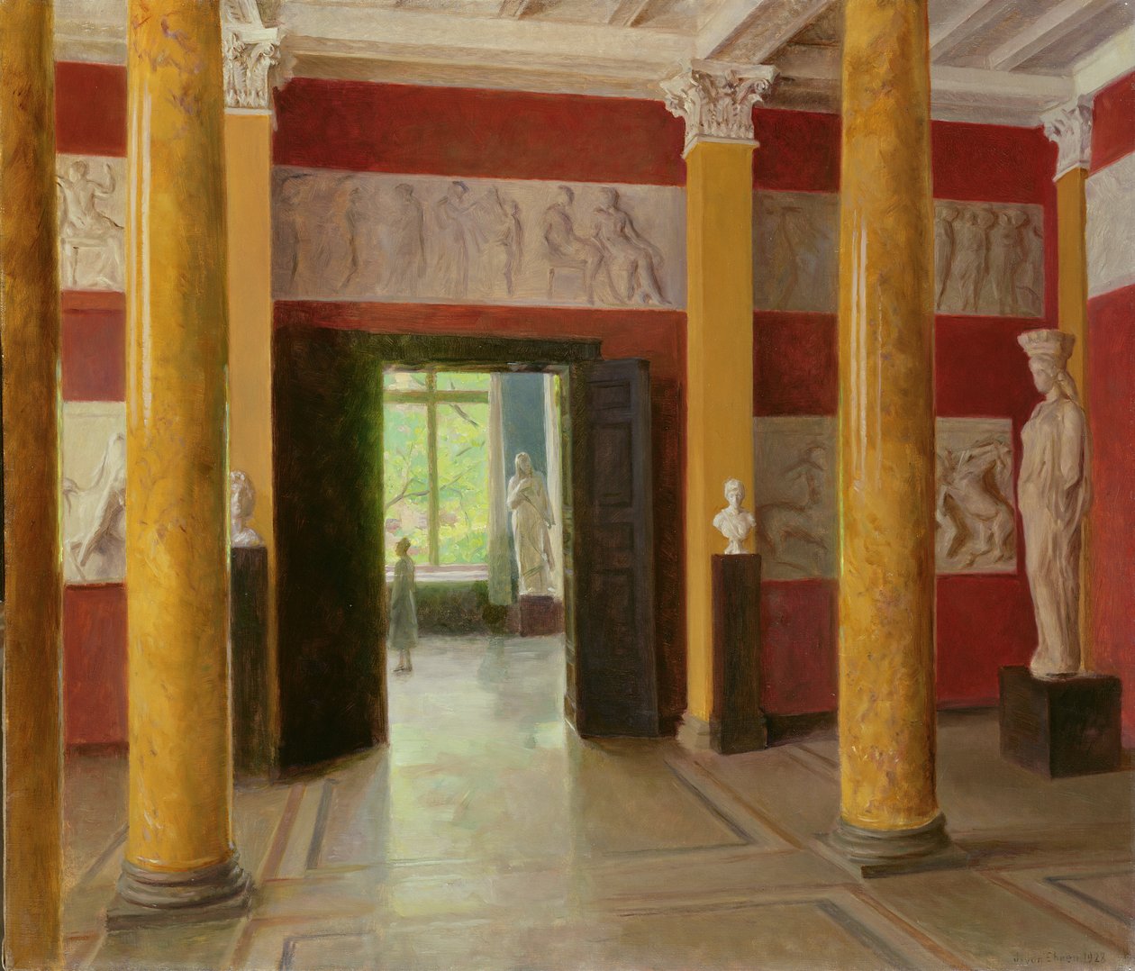 Die Säulenhalle im alten Teil der Hamburger Kunsthalle, 1928 von Julius August Friedrich Theodor von Ehren