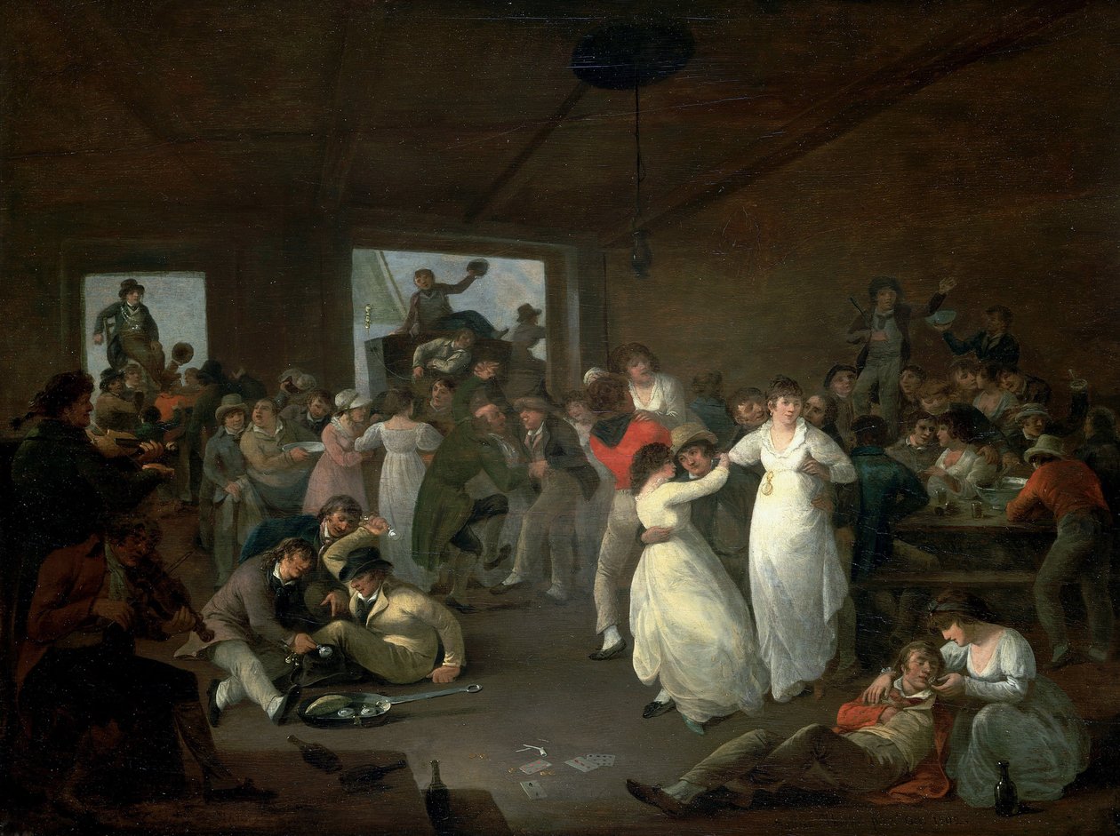Gelage der Seeleute, Szene in einer Taverne in Portsmouth (England) von Julius Caesar Ibbetson