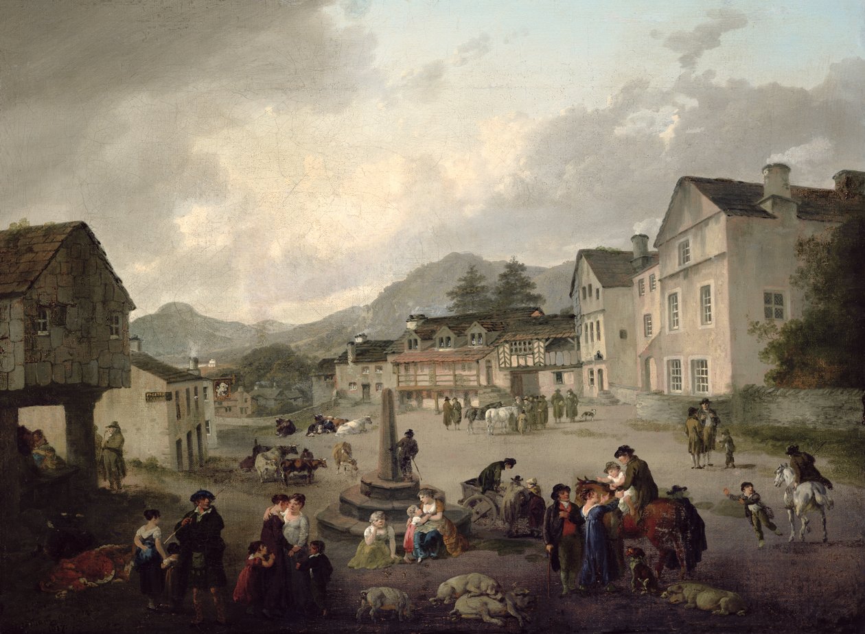 Der Marktplatz in Ambleside von Julius Caesar Ibbetson