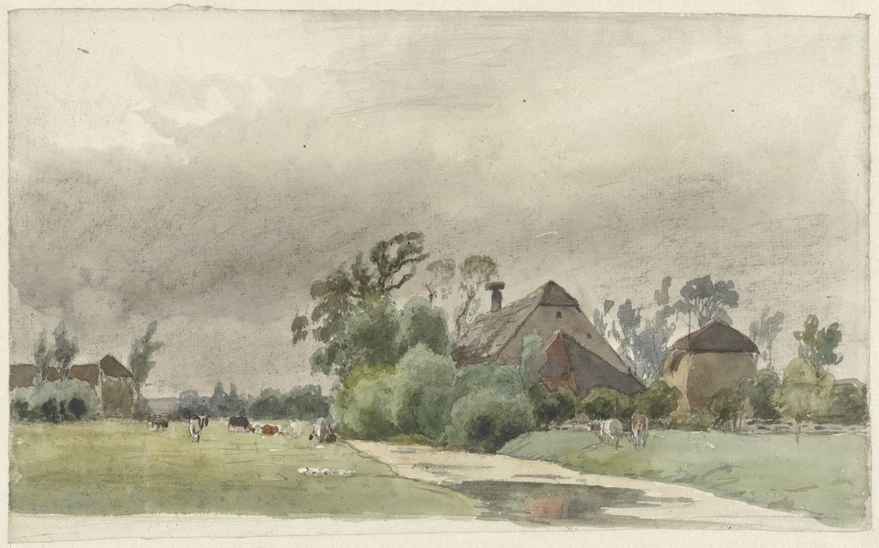 Kanal, der zu einem Bauernhof führt von Julius Jacobus van de Sande Bakhuyzen