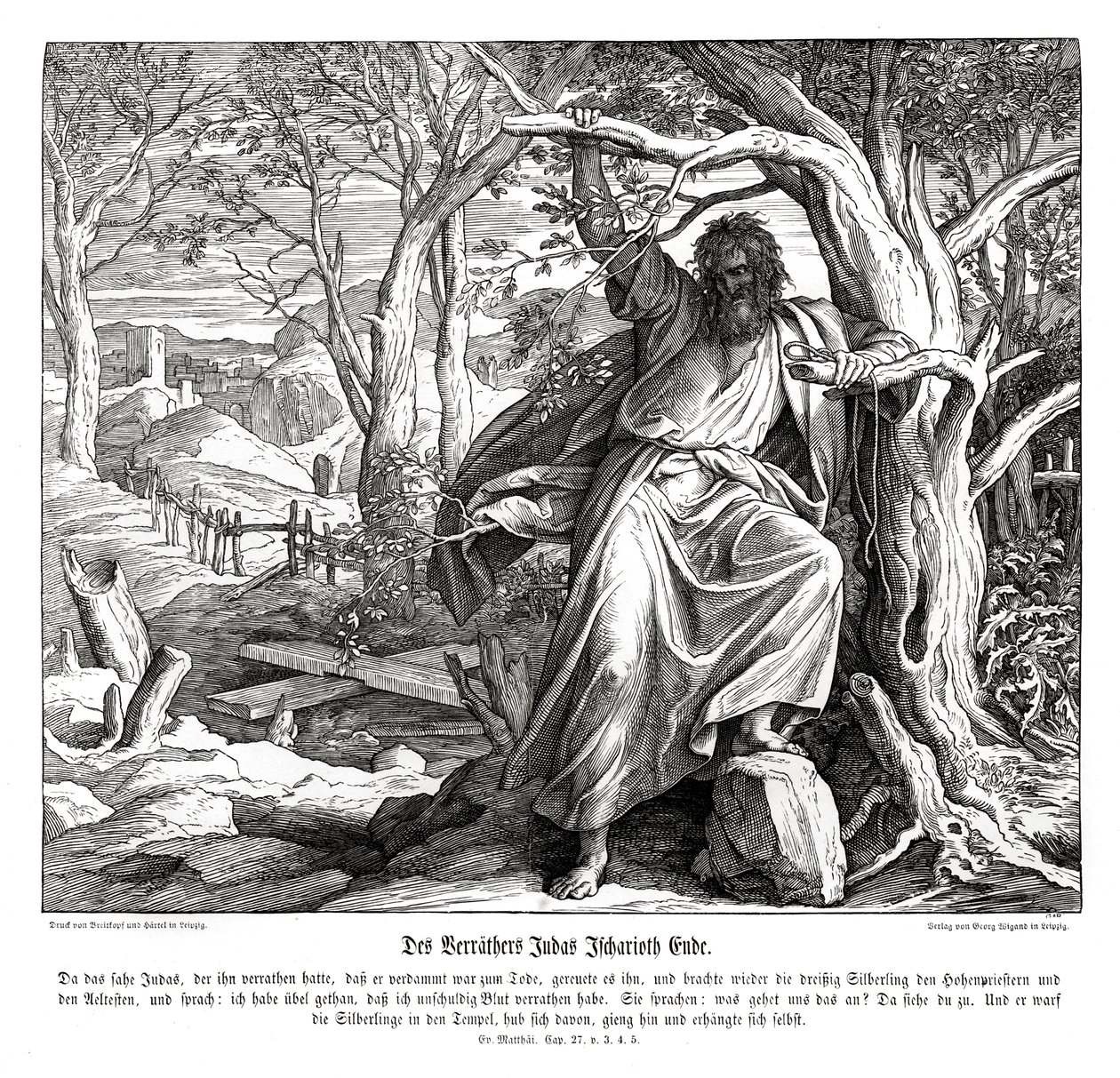 Tod des Judas Iskariot, Evangelium nach Matthäus von Julius Schnorr von Carolsfeld