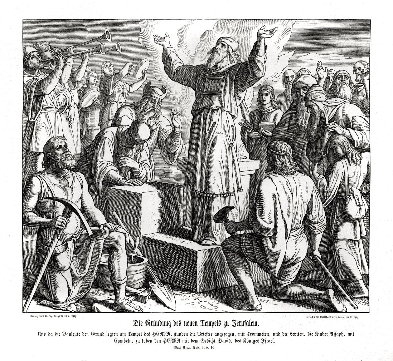 Gründung des neuen Tempels in Jerusalem, Esra von Julius Schnorr von Carolsfeld