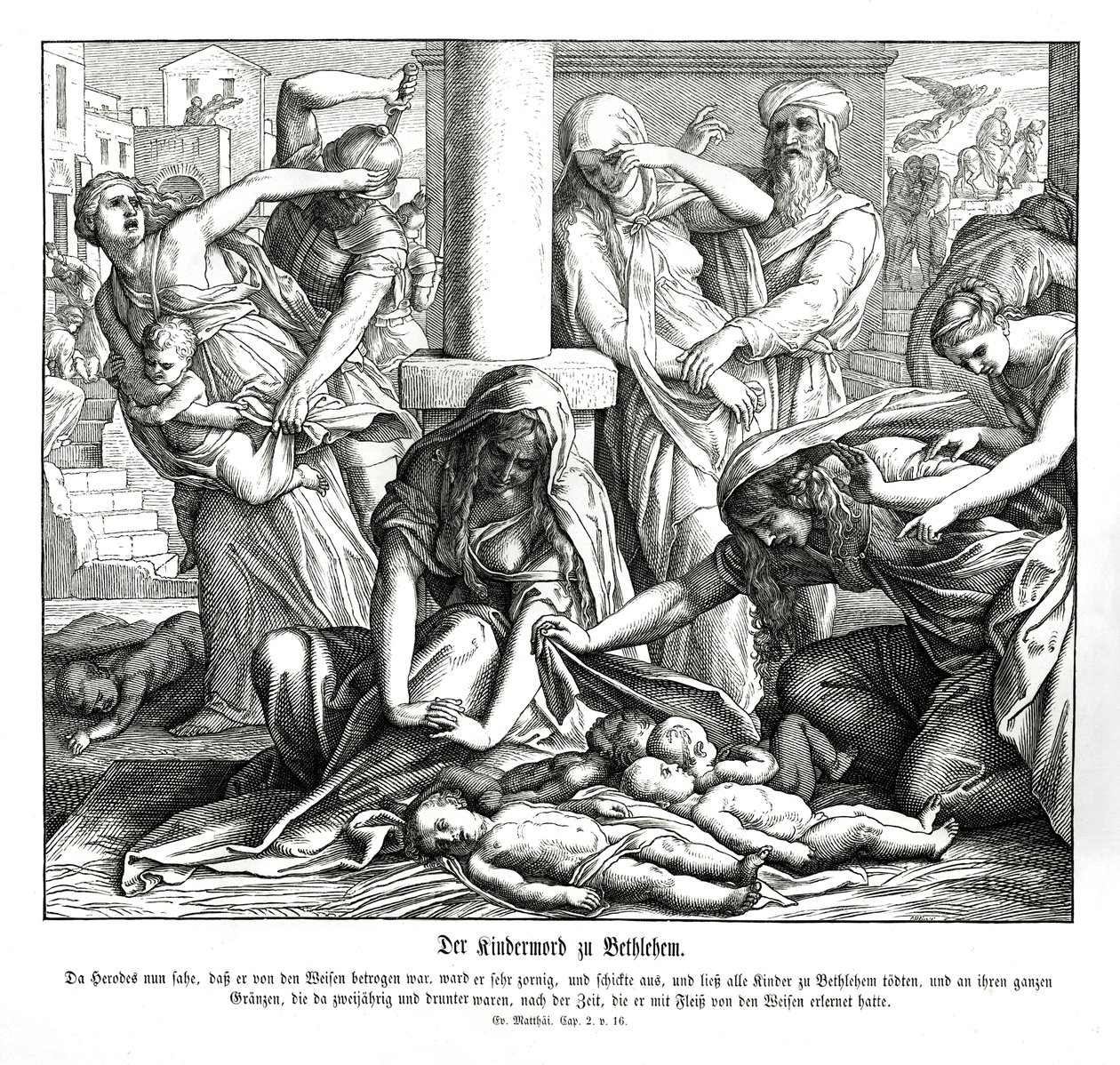 Herodes tötet die Kinder, Evangelium nach Matthäus von Julius Schnorr von Carolsfeld