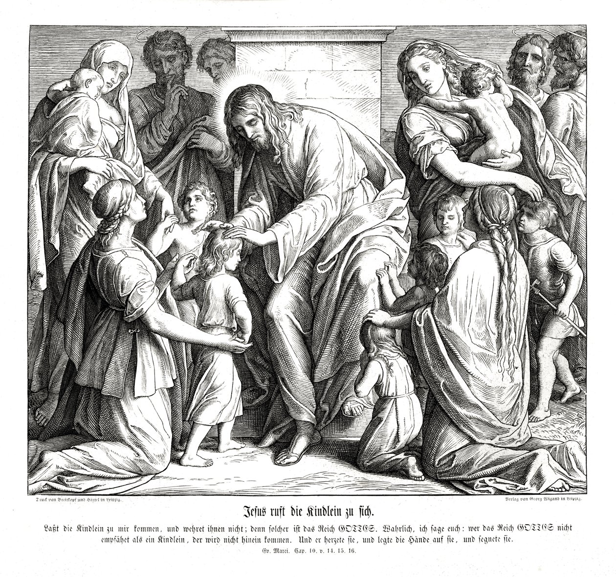Jesus ruft die Kinder zu sich, Evangelium nach Markus von Julius Schnorr von Carolsfeld