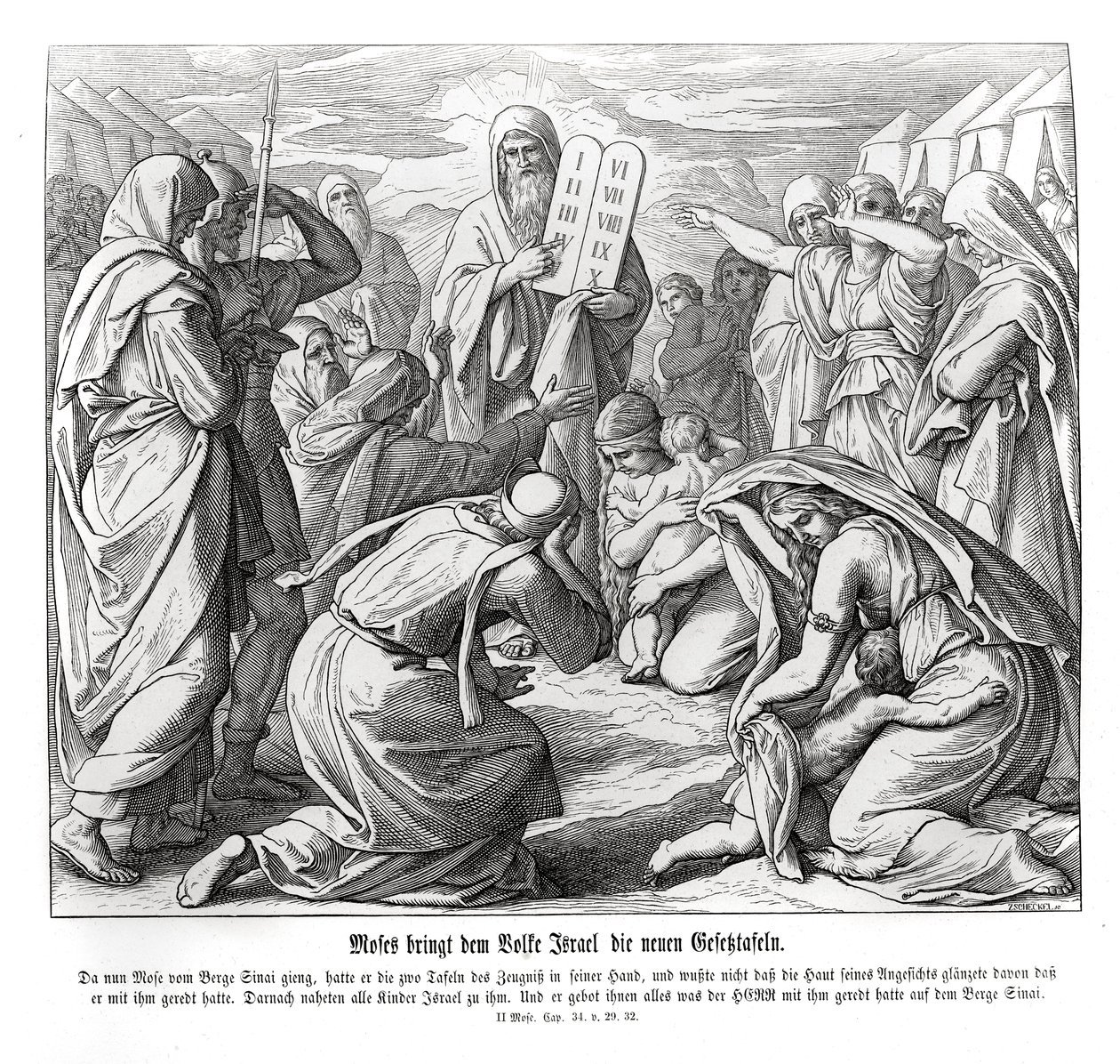 Moses überbringt die Gebote, Exodus von Julius Schnorr von Carolsfeld