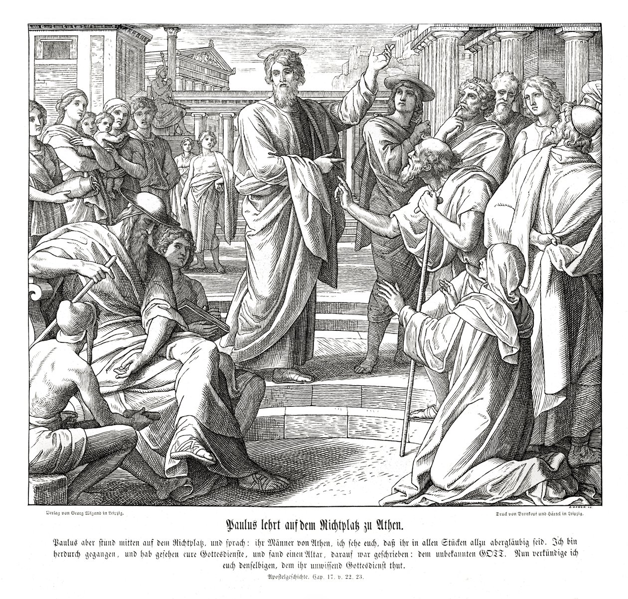 Paulus predigt in Athen, Apostelgeschichte von Julius Schnorr von Carolsfeld