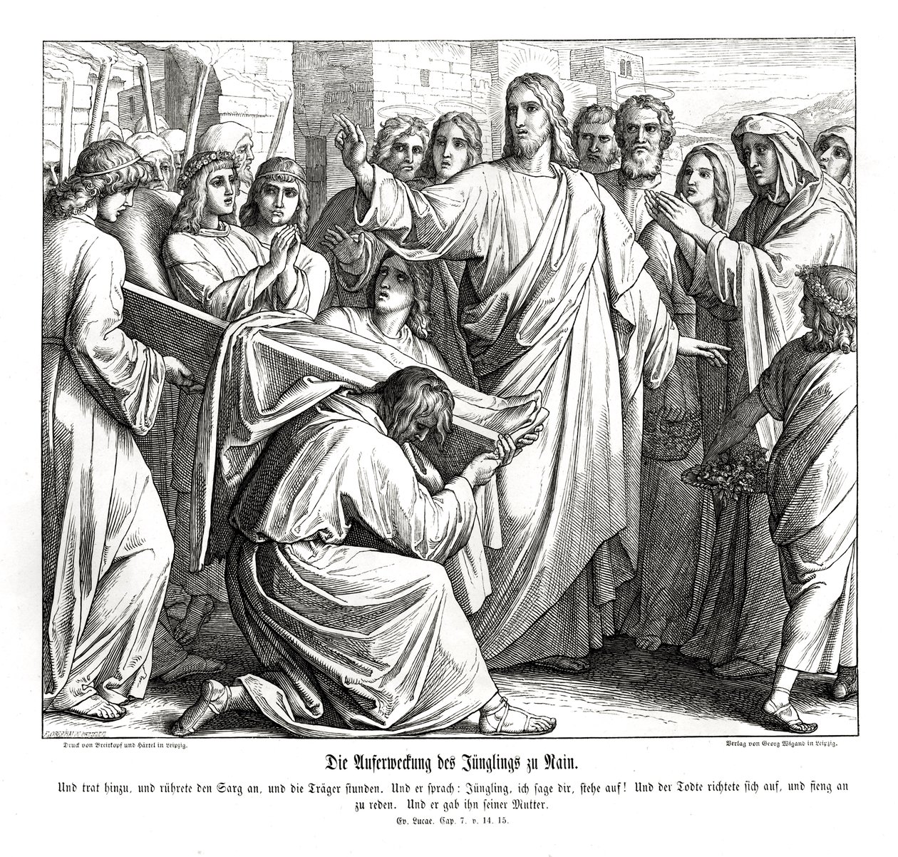 Auferweckung des Jungen von Nain, Evangelium nach Lukas von Julius Schnorr von Carolsfeld