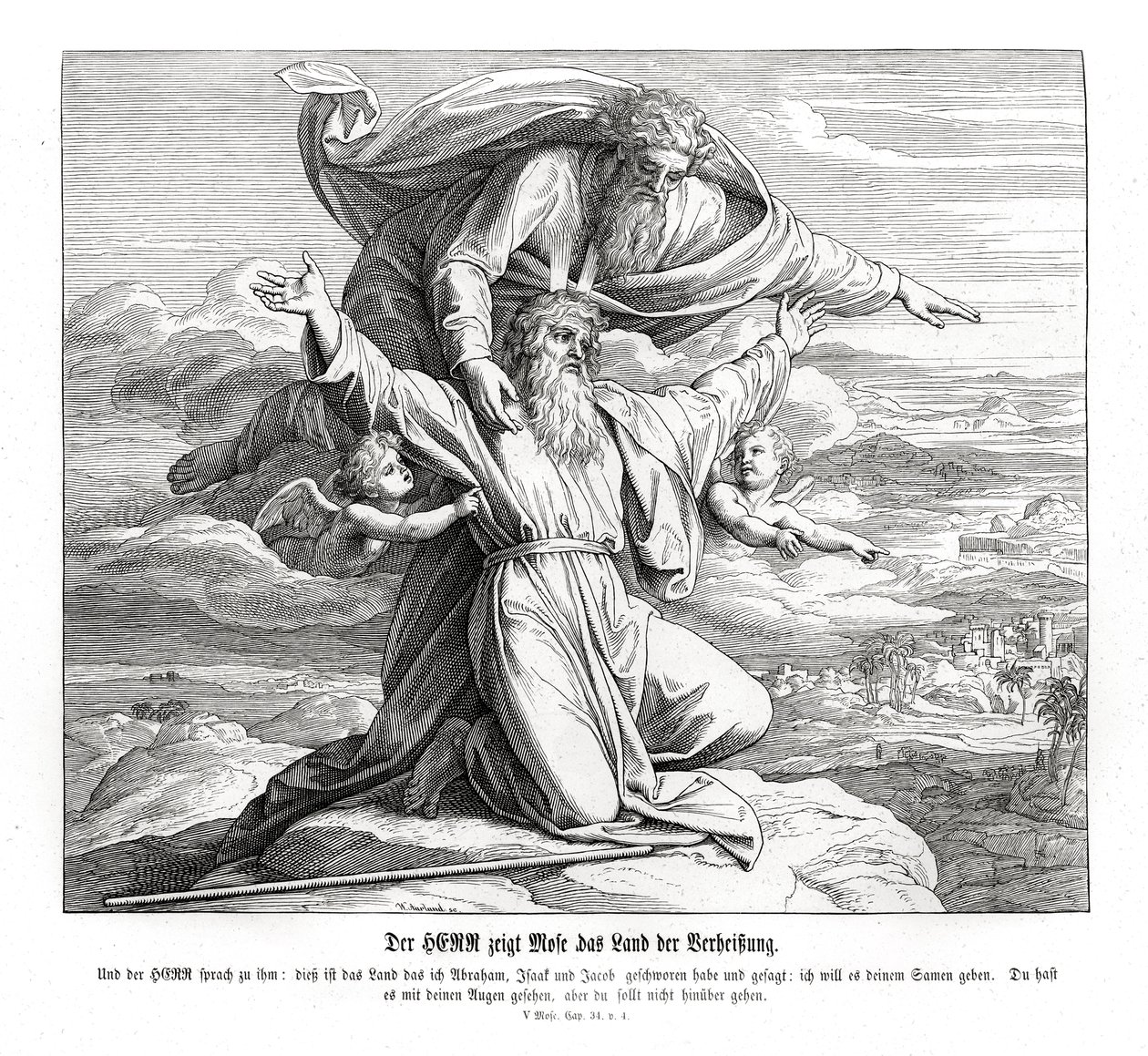 Der Herr zeigt Mose das verheißene Land, Deuteronomium von Julius Schnorr von Carolsfeld