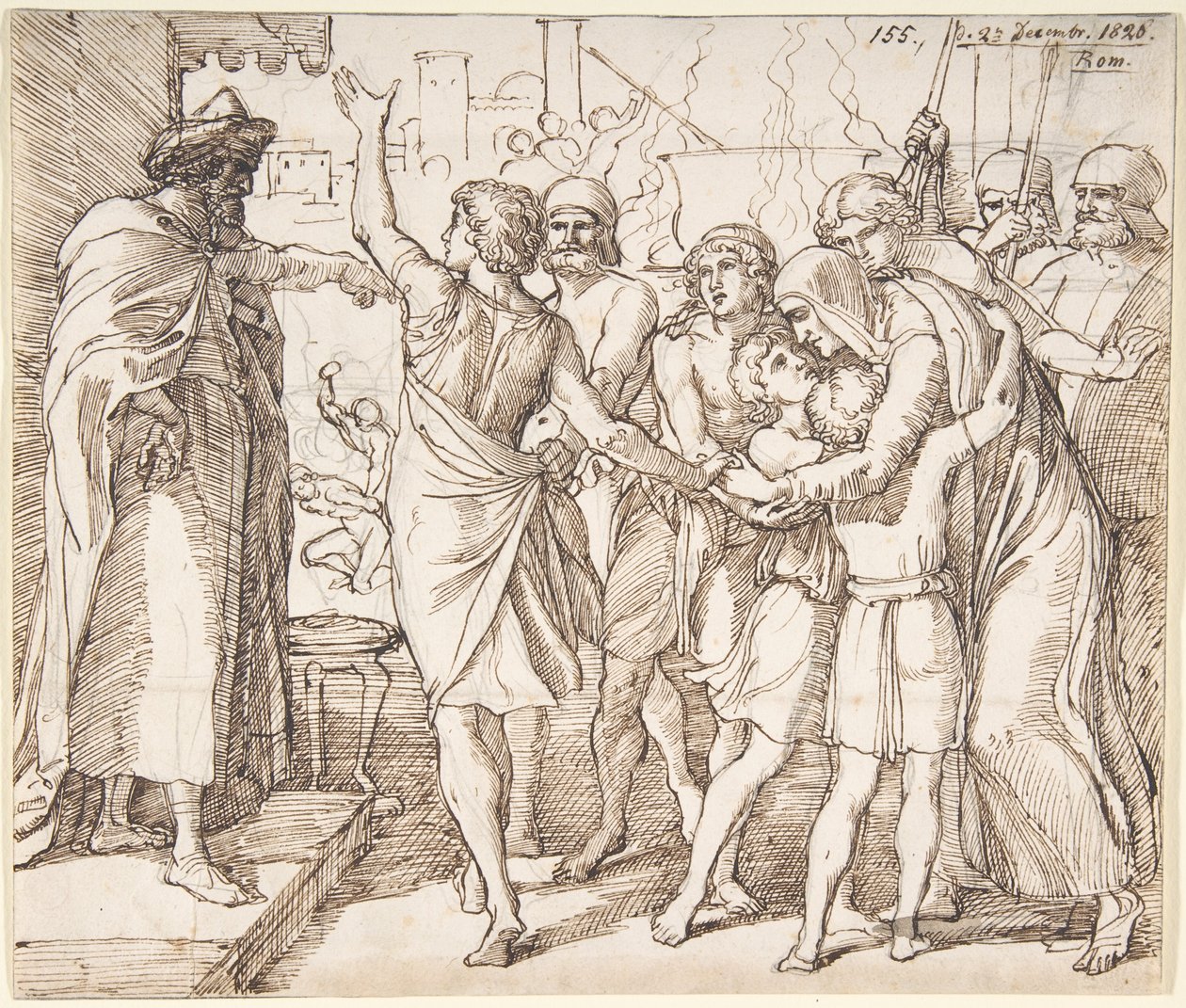 Das Martyrium der sieben Brüder; Rückseite: Skizze von zwei ringenden Männern (?) von Julius Schnorr von Carolsfeld