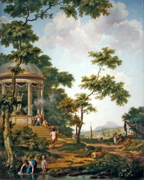 Arkadische Landschaft mit einem Tempel von Jurriaan Andriessen
