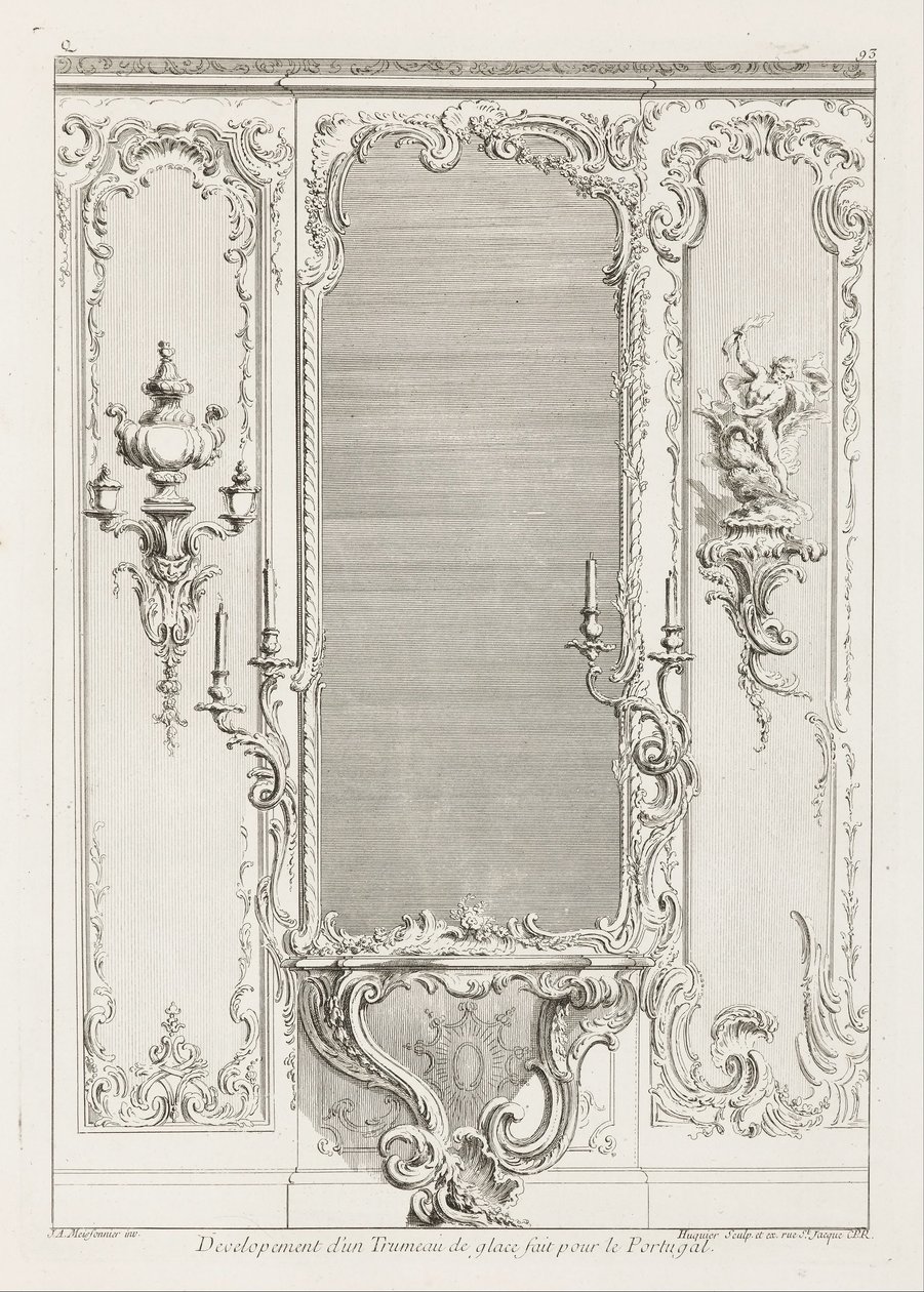 Entwicklung eines Trumeau-Spiegels für Portugal; Entwurf eines Trumeau-Spiegels mit Variante für Portugal, 3. Tafel von Juste Aurèle Meissonnier