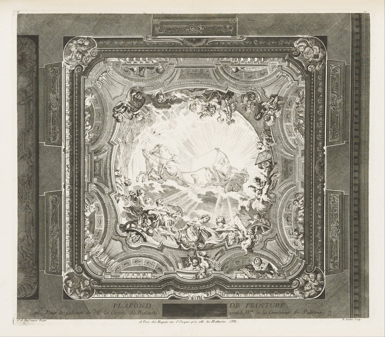 Deckenmalerei; Decke des gleichen Kabinetts, 4. Tafel von Juste Aurèle Meissonnier