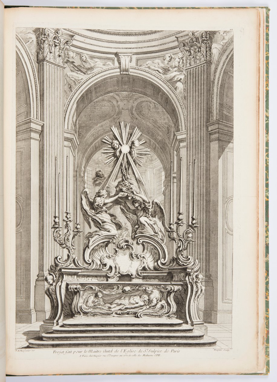 Entwurf für den Hauptaltar der Kirche St. Sulpice in Paris, Tafel 109, in Oeuvres de Juste-Aurèle Meissonnier von Juste Aurèle Meissonnier