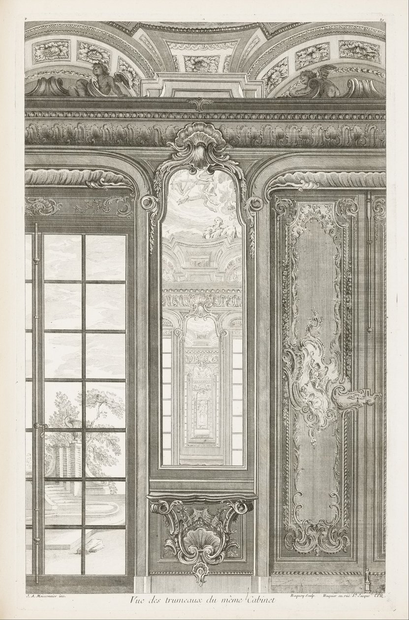 Ansicht der Trumeaux des gleichen Kabinetts, 3. Tafel von Juste Aurèle Meissonnier