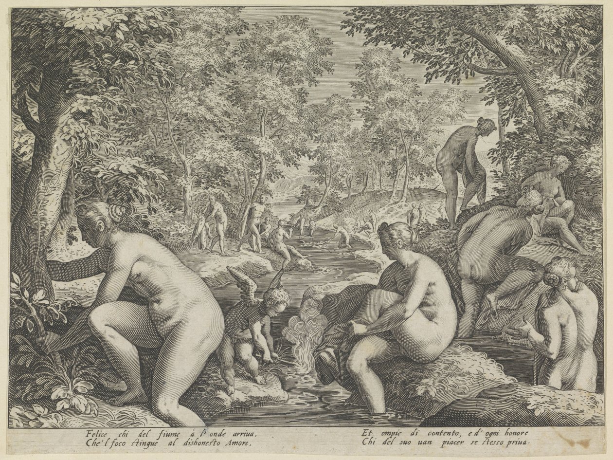 Badende Frauen und Männer von Justus Sadeler (attributed to)