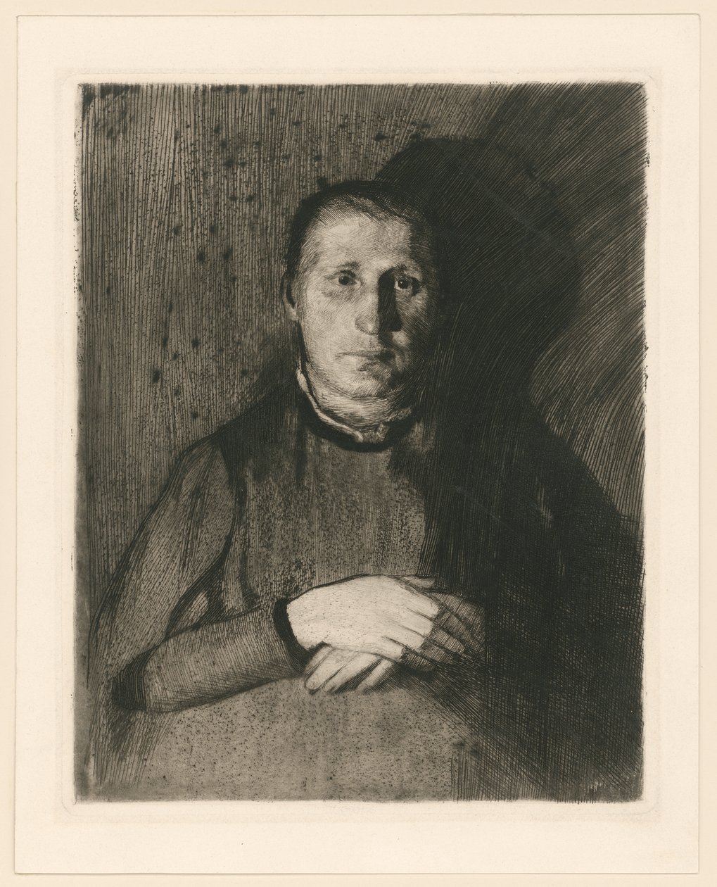Frau mit übereinandergelegten Händen (2. Zustand) von Käthe Kollwitz
