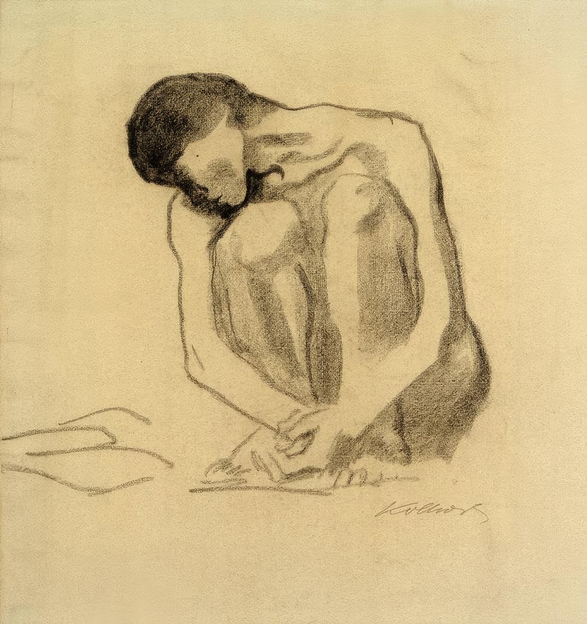 Hockender weiblicher Akt von Käthe Kollwitz