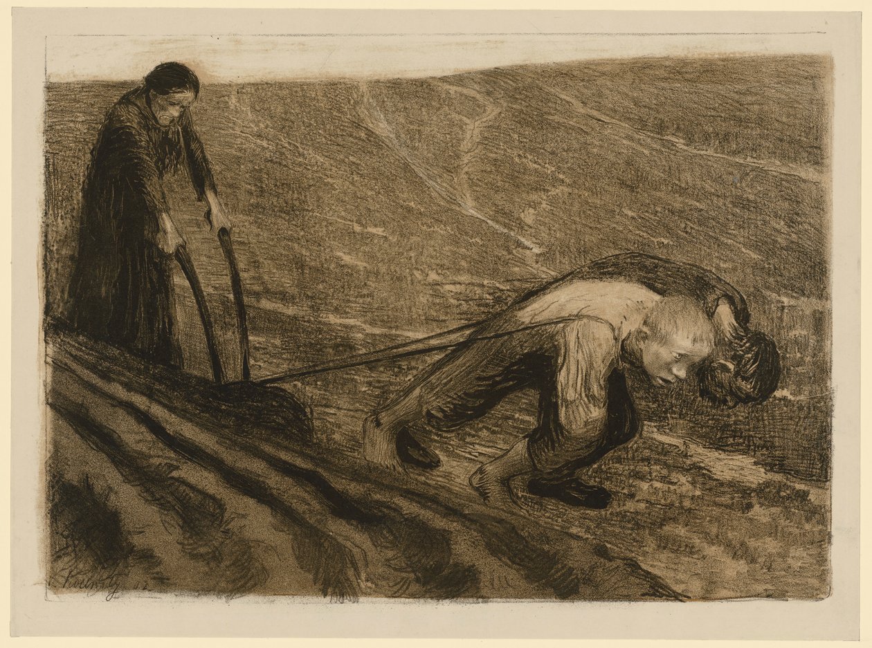 Pflugzieher und Weib (Verworfene Fassung zu Blatt 1 aus "Bauernkrieg", 2. Zustand) von Käthe Kollwitz