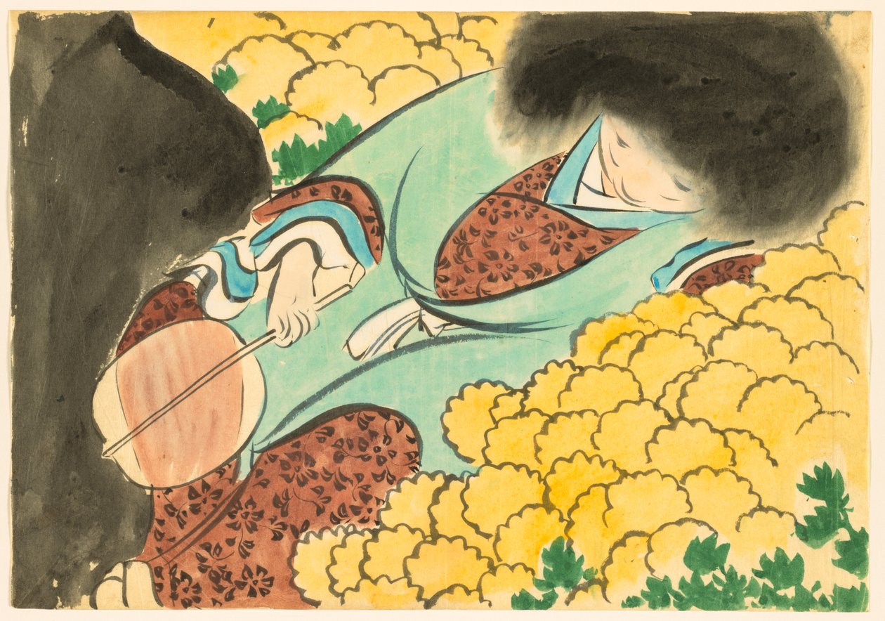 Blumen von hundert Welten (Momoyogusa): Chrysanthemenjunge (Kikujidō) von Kamisaka Sekka