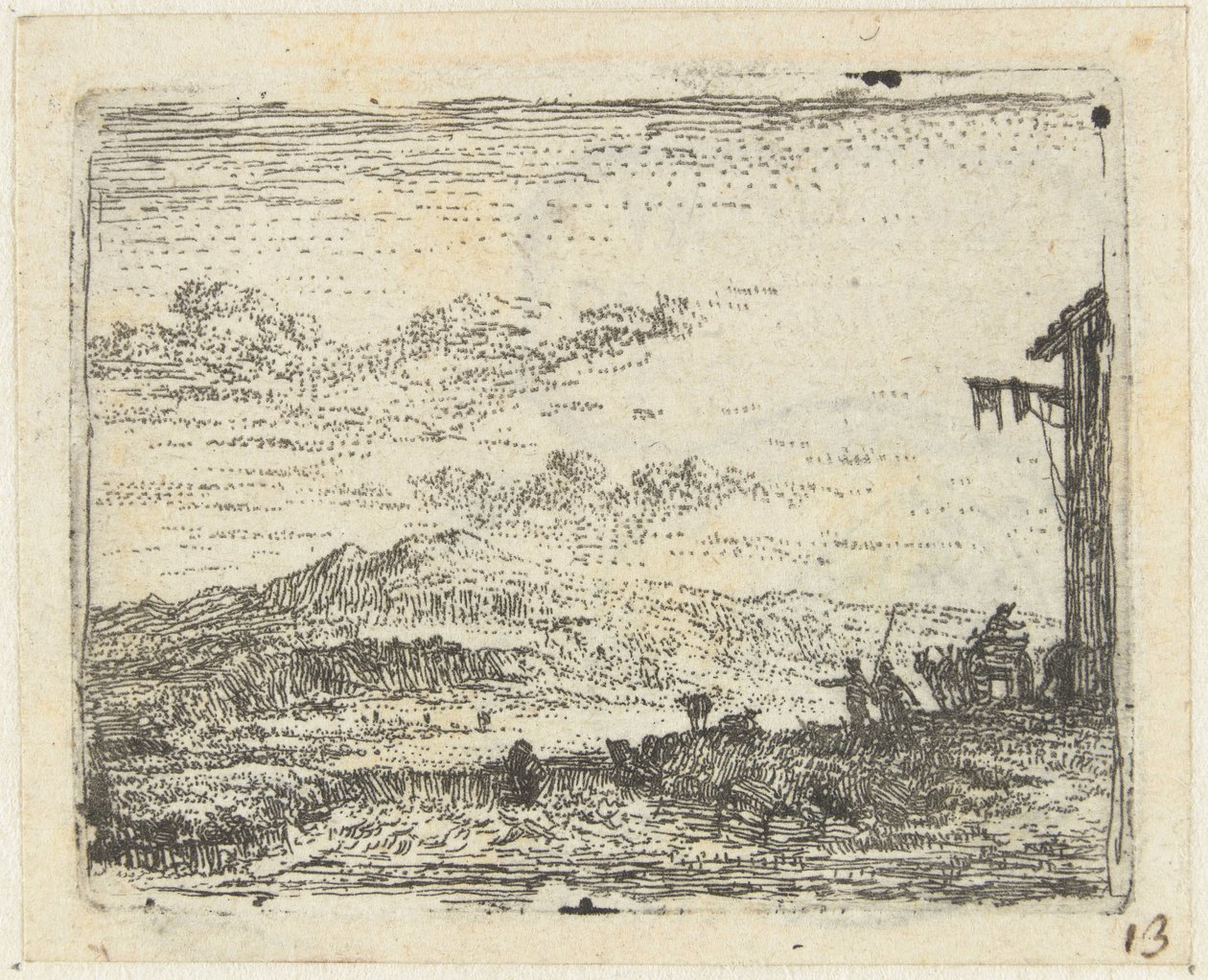 Italienisierende Landschaft mit Wagen bei Herberge von Karel Du Jardin