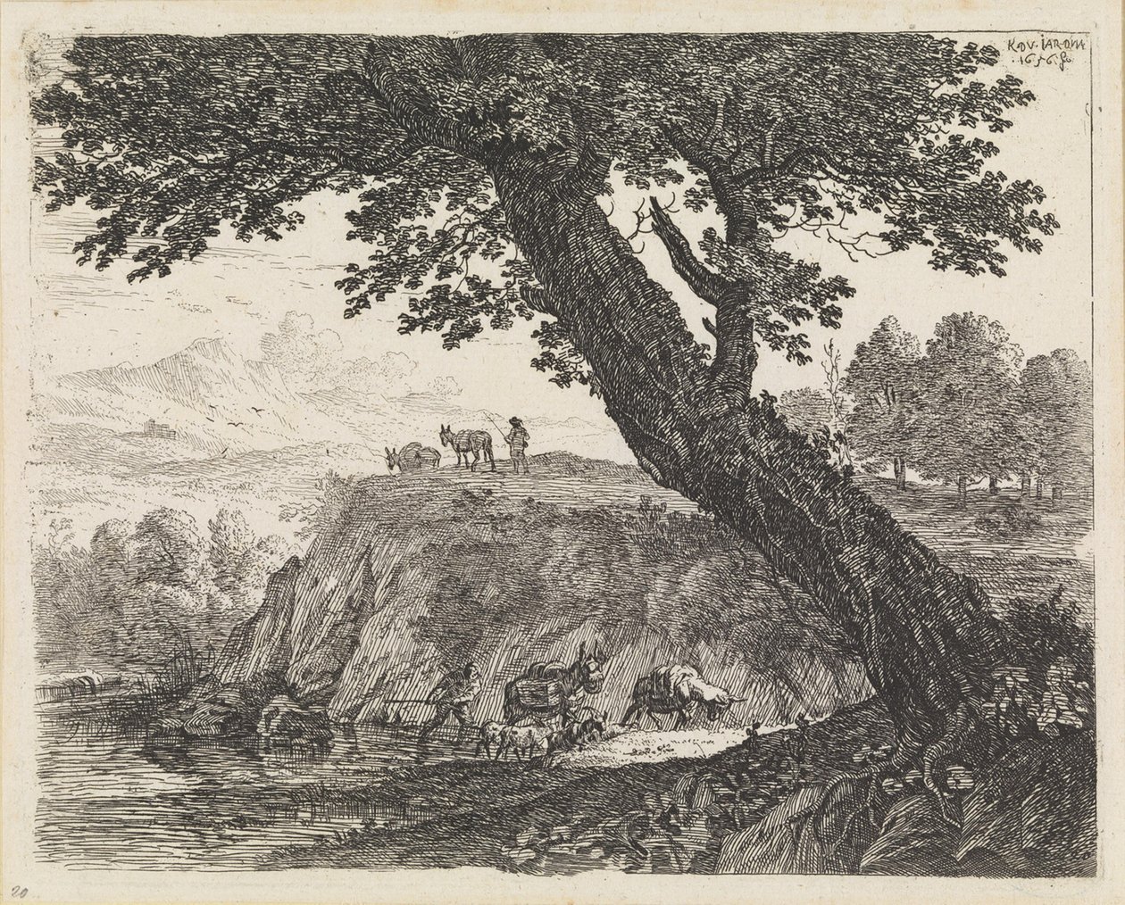 Landschaft mit zwei Maultiertreibern von Karel Dujardin