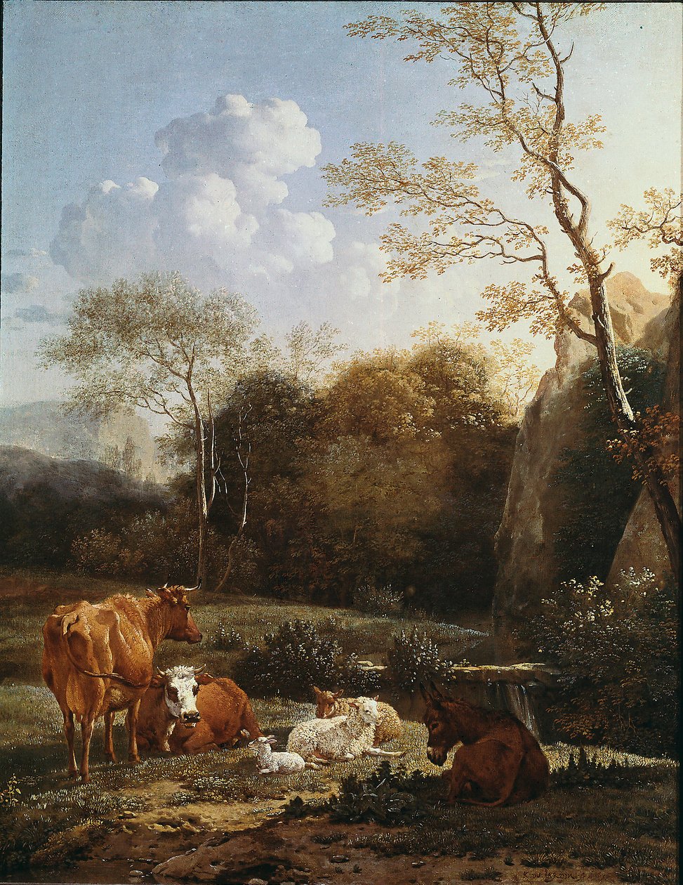 Das Tiergehege am Bach von Karel Dujardin