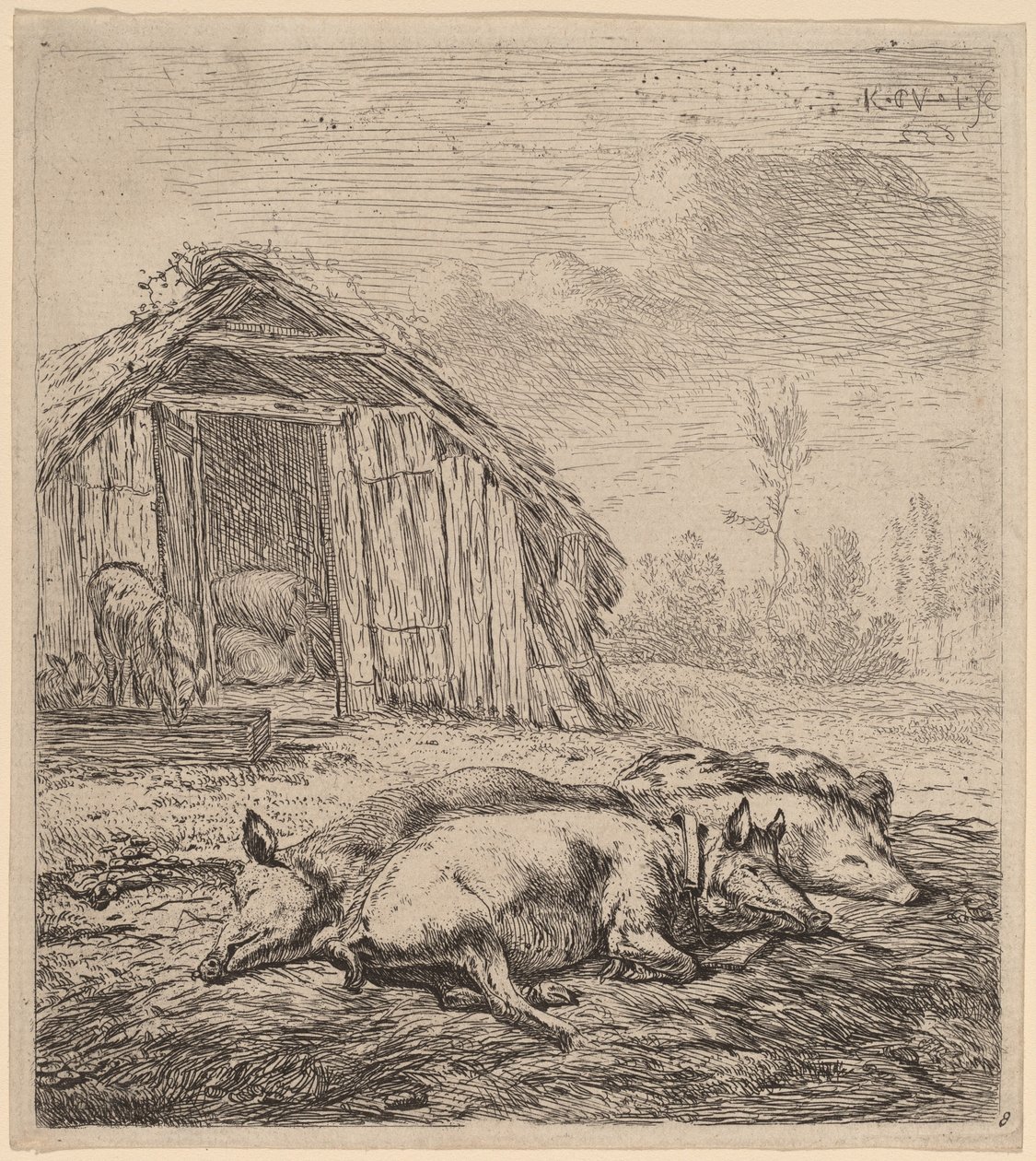 Drei Schweine von Karel Dujardin