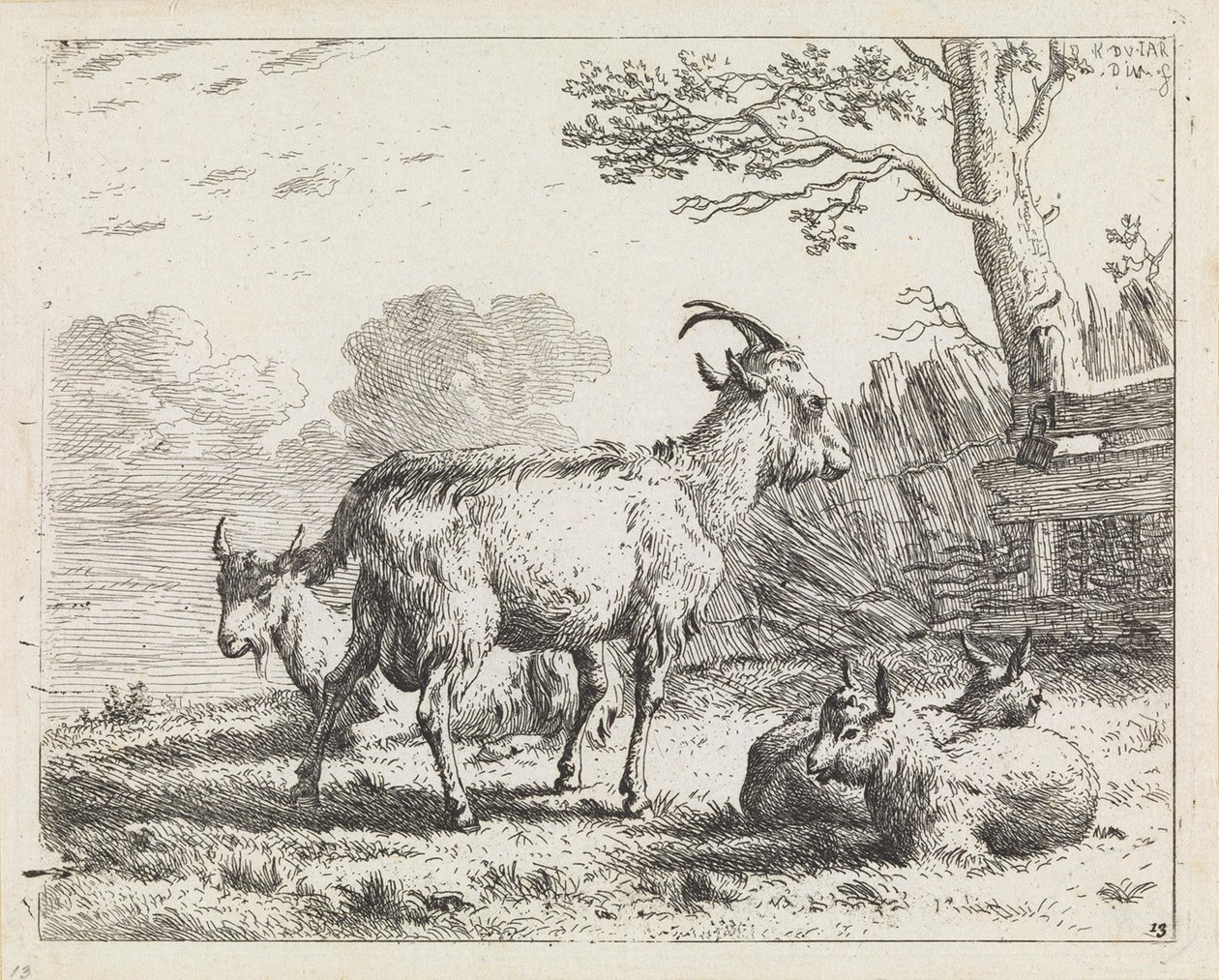 Vier Ziegen von Karel Dujardin