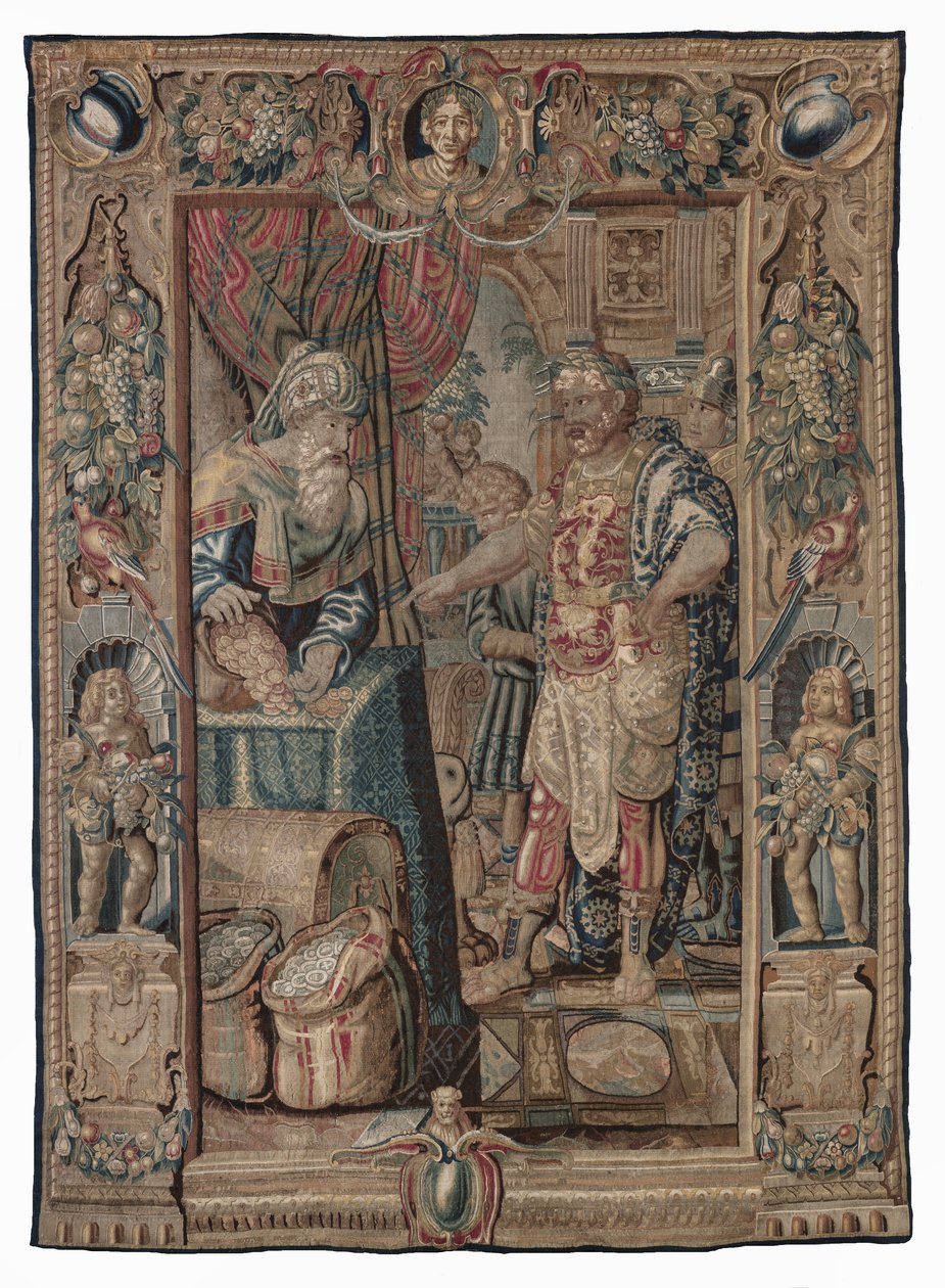 Antonius und Kleopatra (Antonius erobert Pelusium); Wandteppich, Datum unbekannt von Karel van II Mander