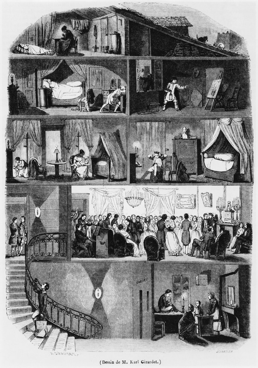 Abschnitt eines Pariser Gebäudes, Illustration aus 