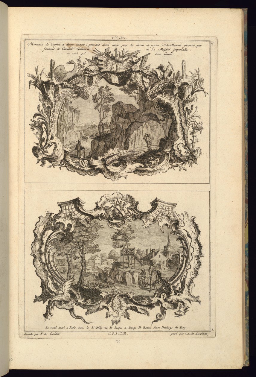 Entwurf für zwei Kartuschen, 1745 von Karl Albert von Lespilliez