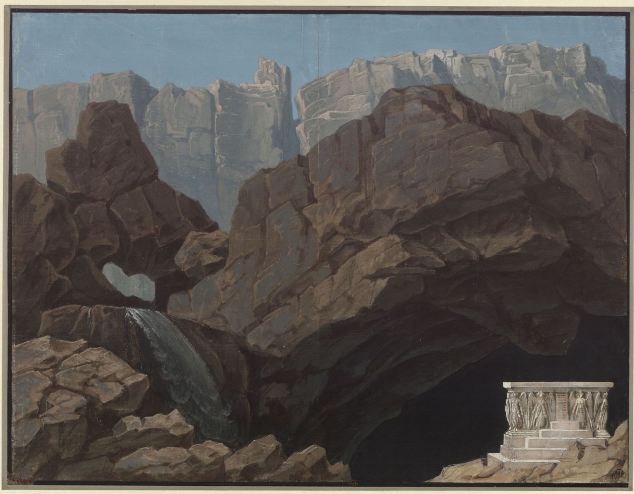 Alceste. Oper von Christoph Willibald Gluck. Entwurf zur 4. Dekoration. Eingang in die Unterwelt von Karl Friedrich Schinkel