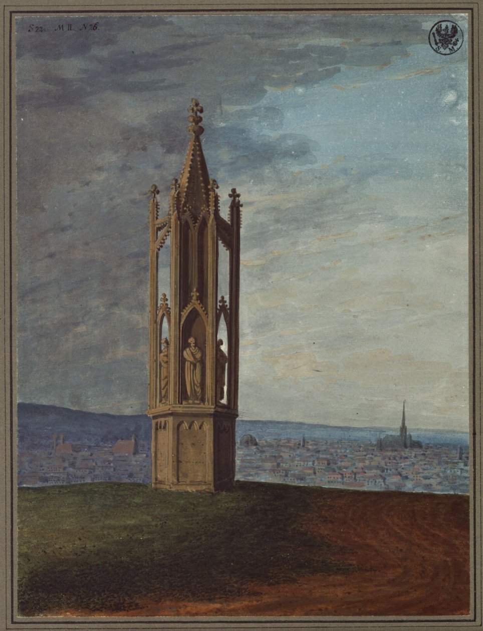 Altdeutsches Monument in der Nähe von Wien, genannt "Die Spinnerin am Kreuz" von Karl Friedrich Schinkel