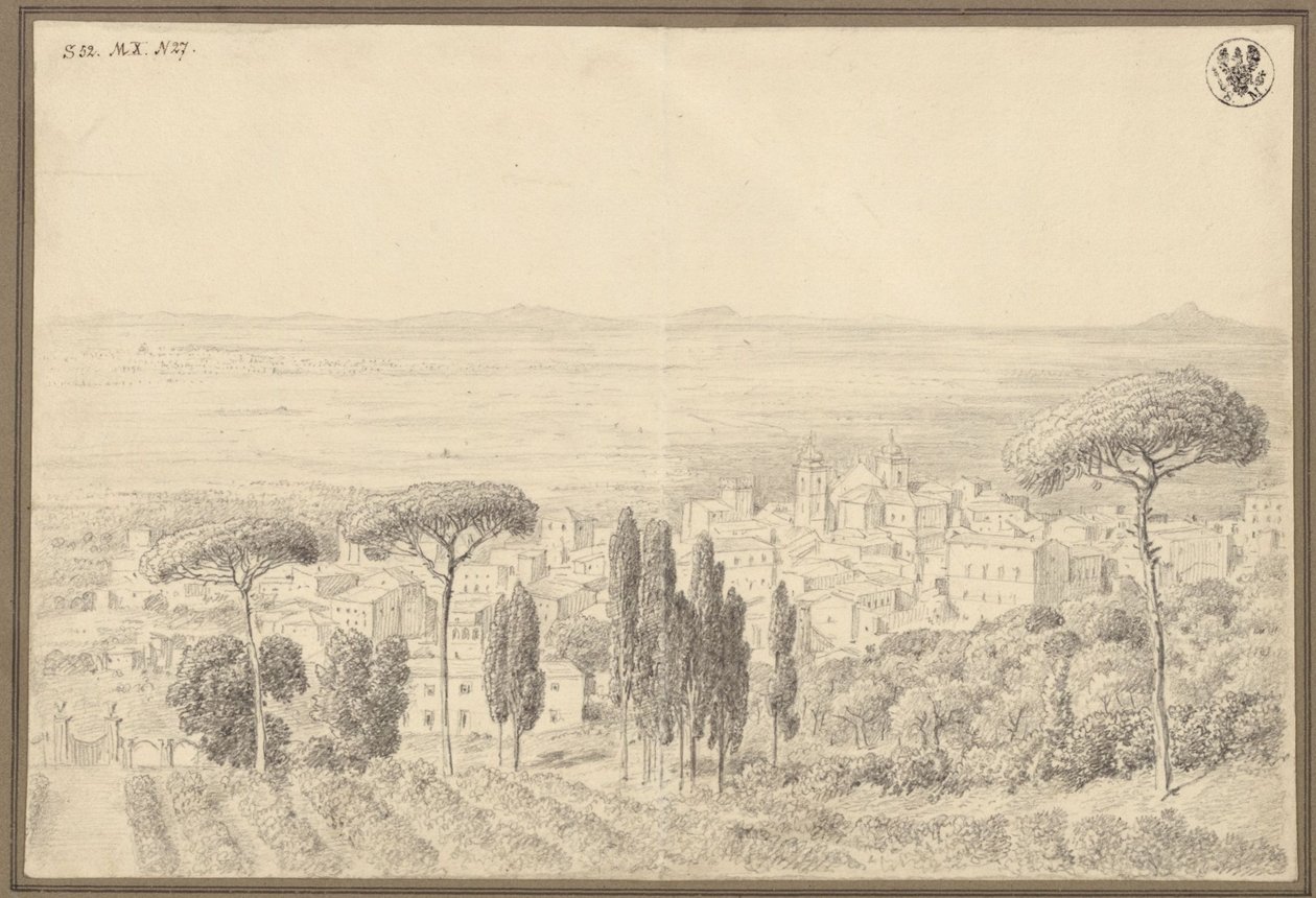 Ansicht auf einen Ort, wohl am Rande von Rom von Karl Friedrich Schinkel