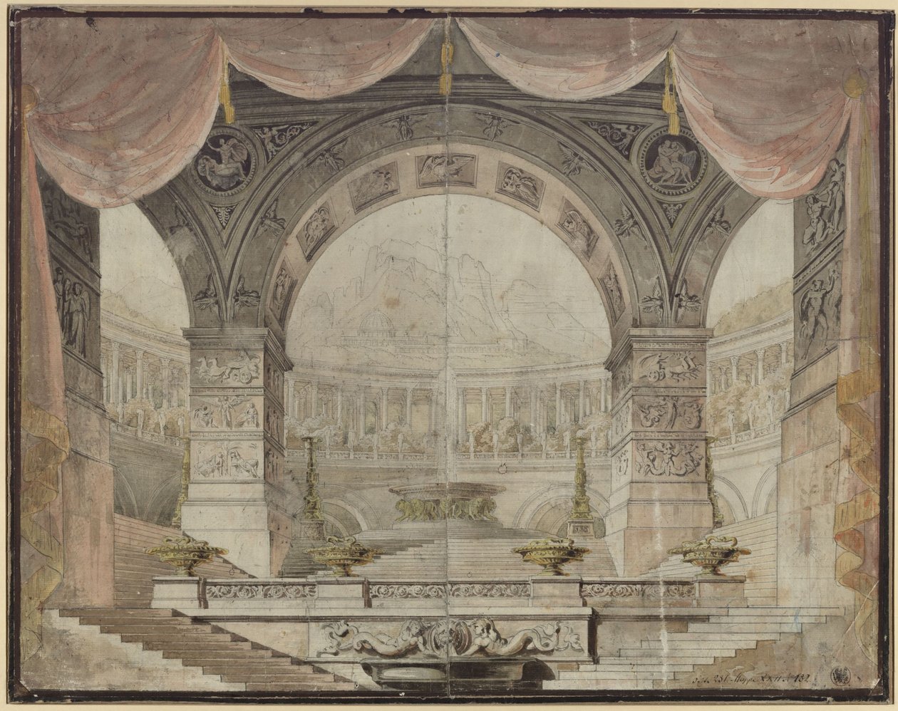 Armida. Oper von Christoph Willibald Gluck. Entwurf zur 7. Dekoration. Prunksaal im Palast der Armida von Karl Friedrich Schinkel